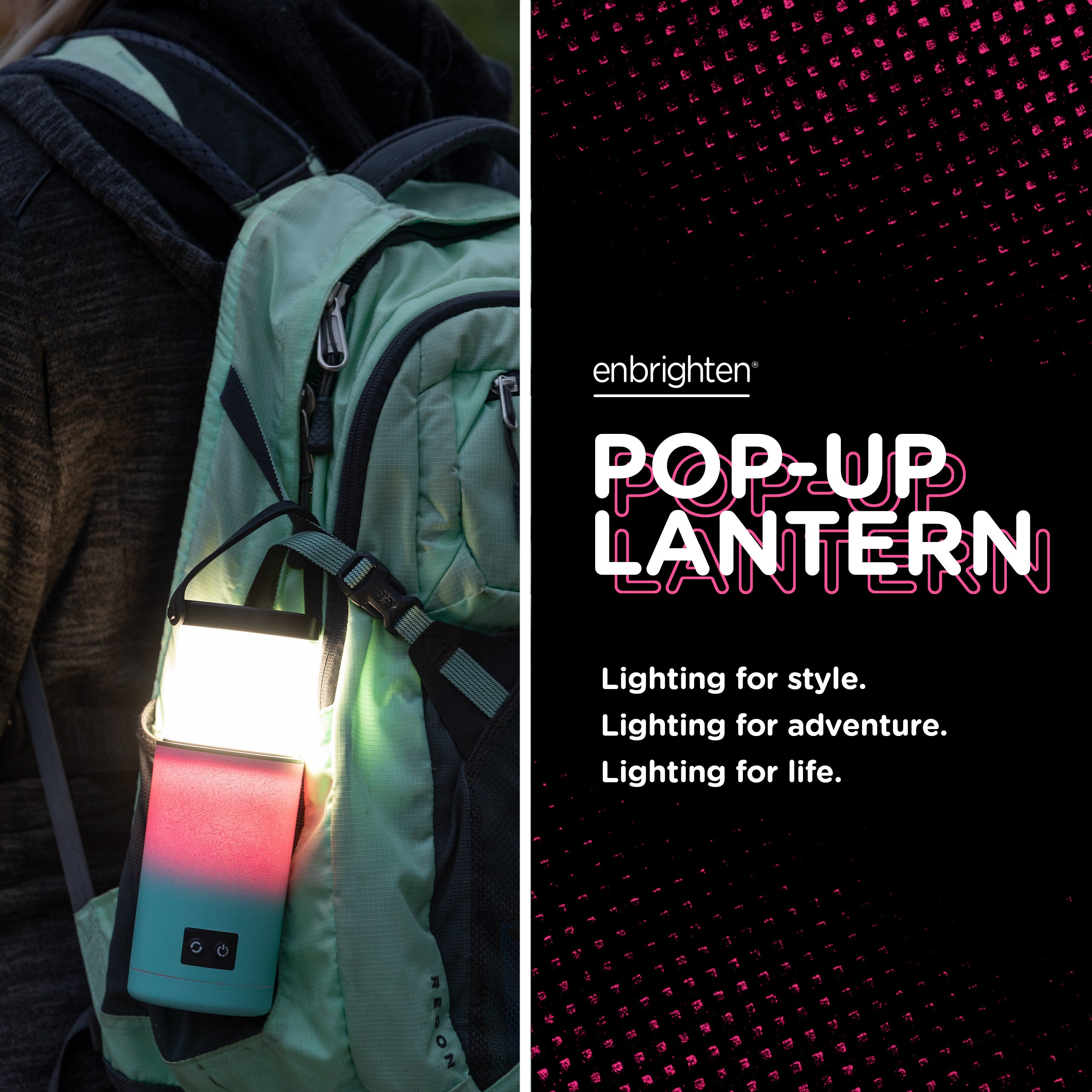 Enbrighten Color Changing LED Pop-up Lantern, Pink/Teal