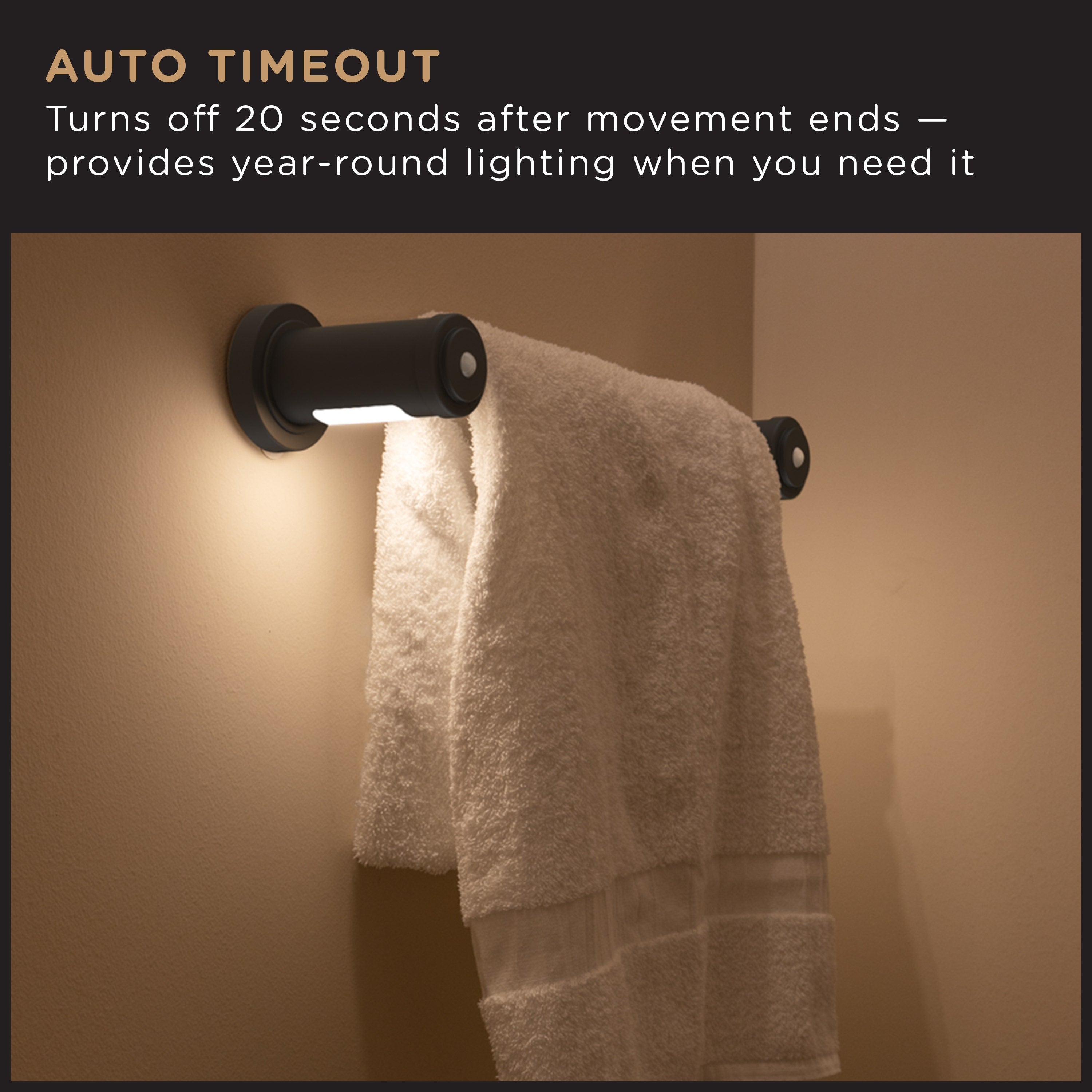 Enbrighten LED Motion Sensing Towel Bar Light, Matte Black