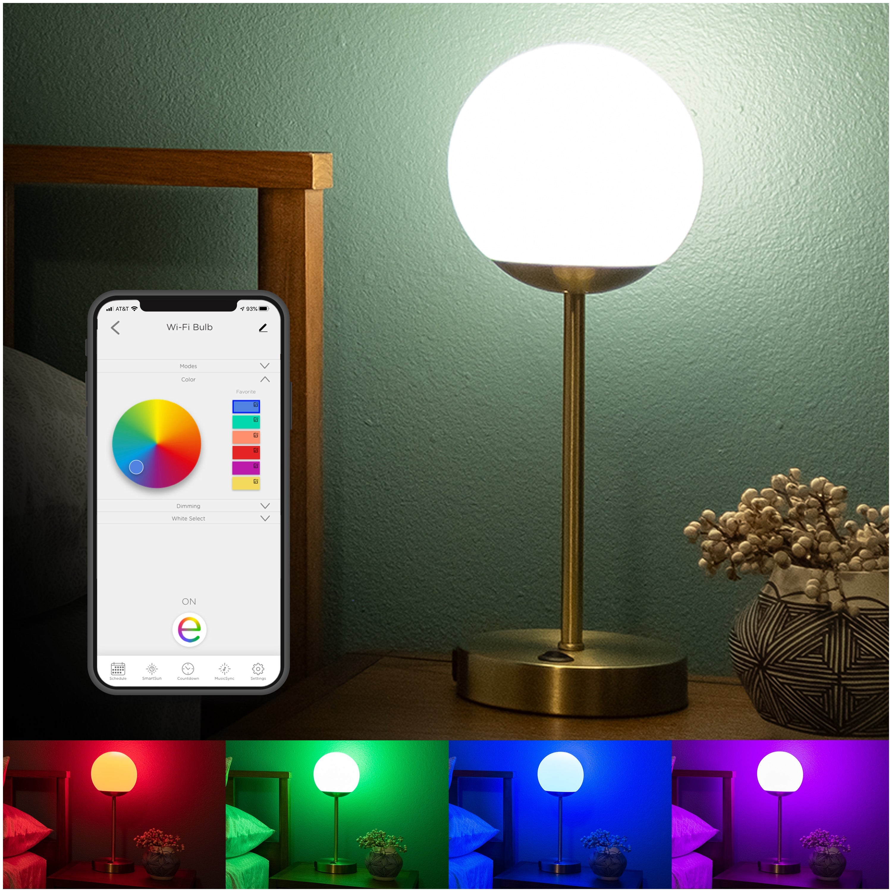 Enbrighten VIBE WiFi Color-Changing LED Tabletop Lamp with USB Charging, Brass