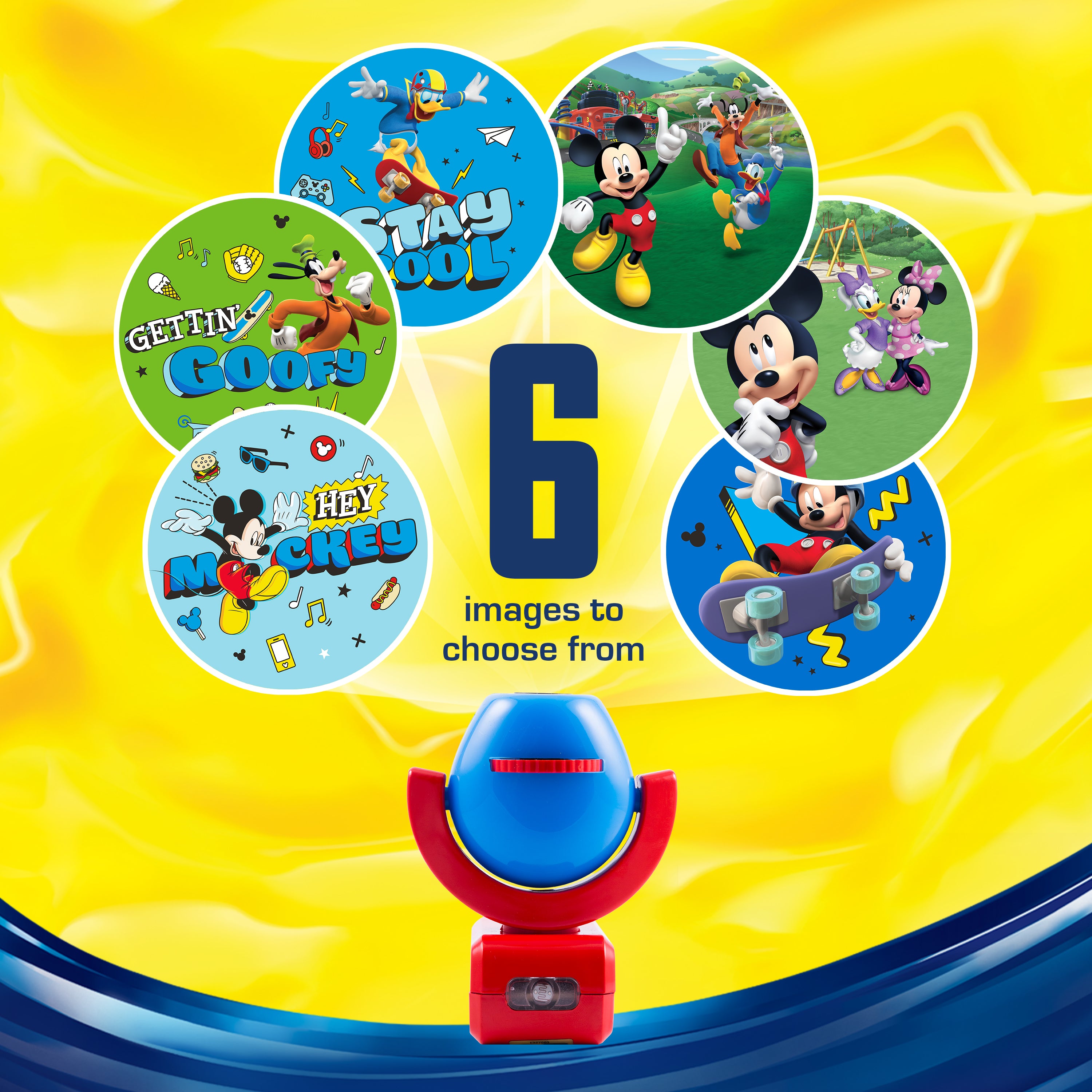 Projectables Disney Mickey Mouse & The Roadster Racers Light Sensing 6-Image LED Night Light, Red