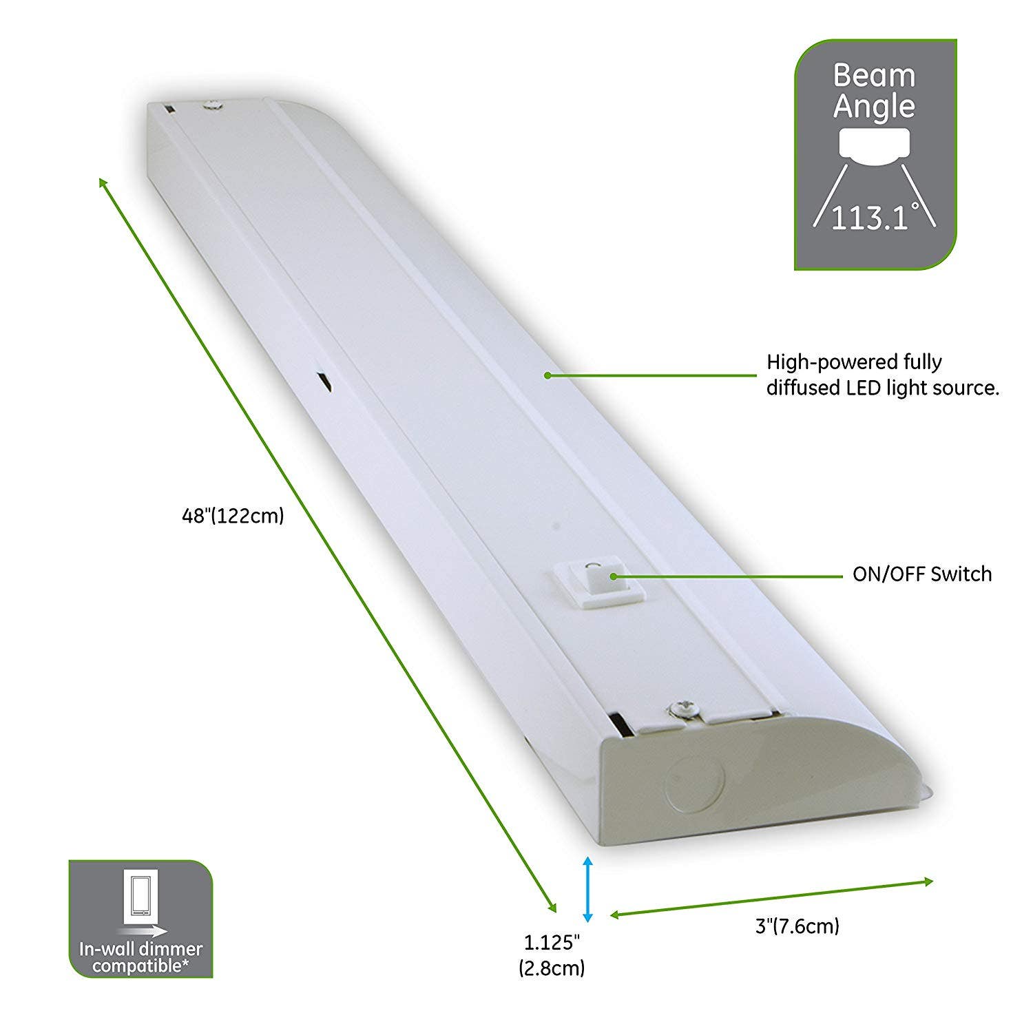 Enbrighten 48in. Direct Wire LED Under Cabinet Light Fixture, White