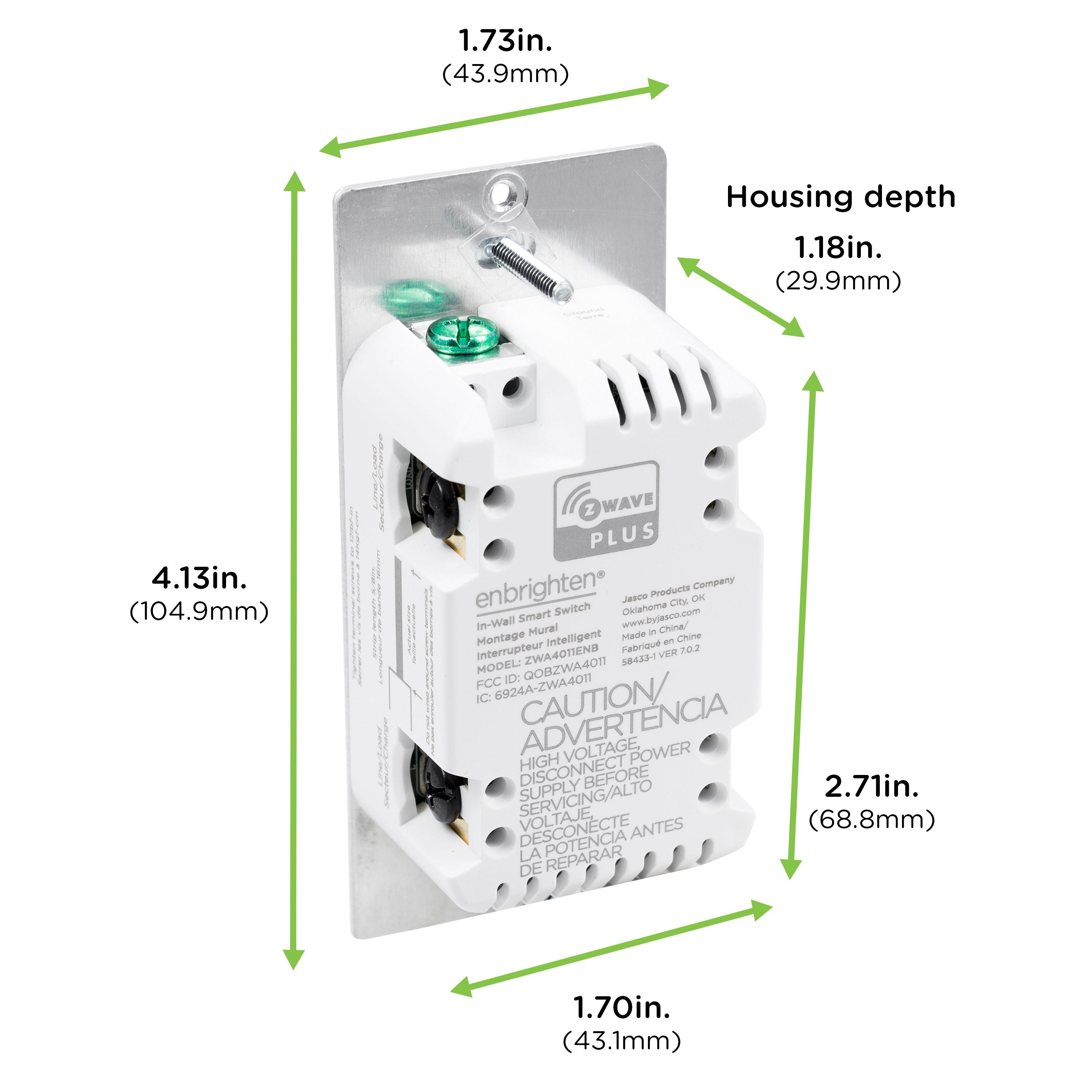 Enbrighten Z-Wave Plus In-Wall Smart Paddle Switch, 700 Series, White/Almond