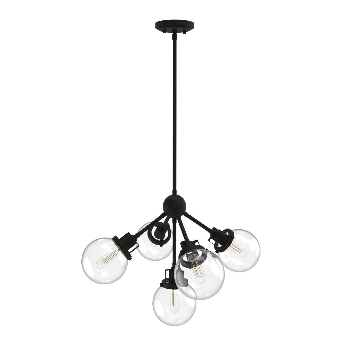Enbrighten 5-Head Chandelier With LED Vintage Bulbs, Black