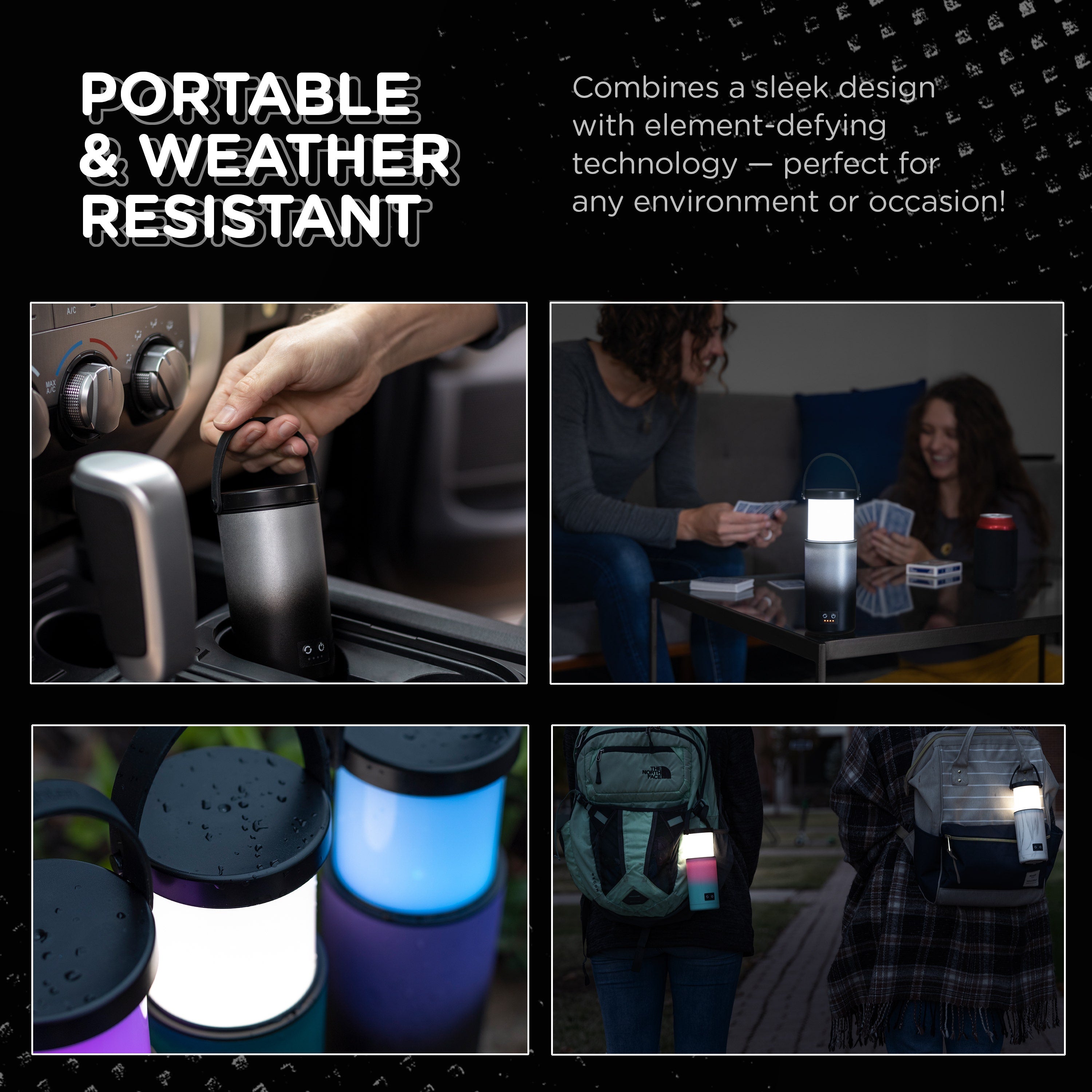 Enbrighten Color Changing LED Pop-Up Lantern, Rechargeable, Silver/Black