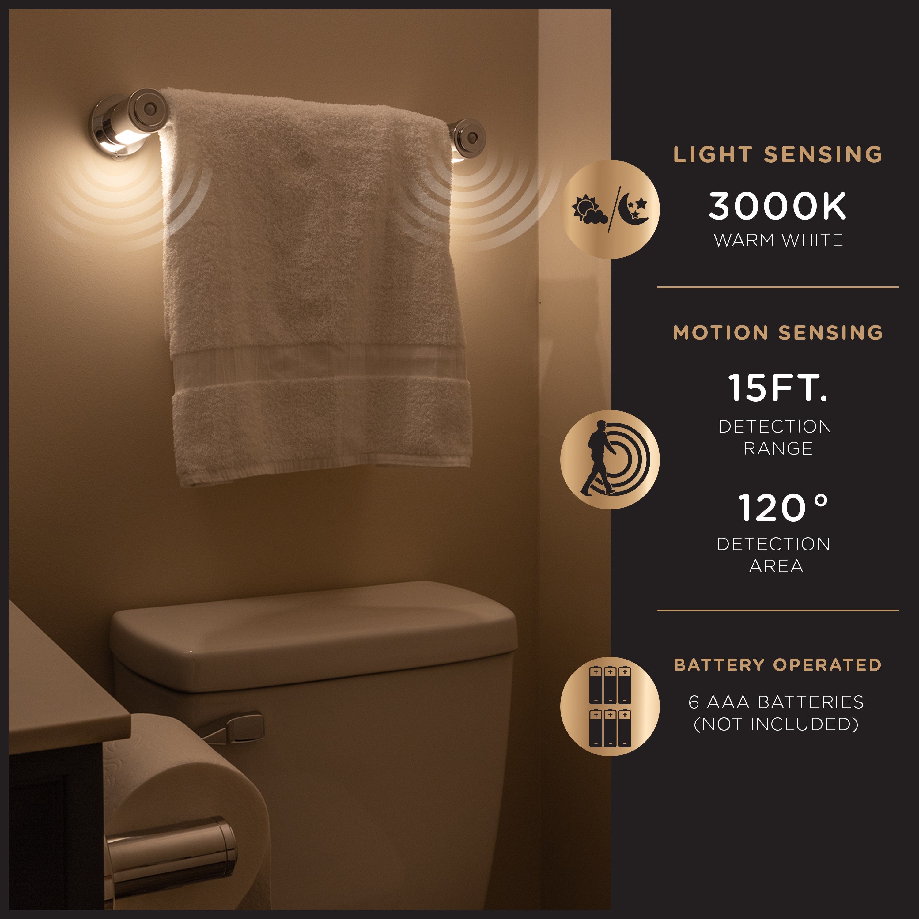 Enbrighten LED Motion Sensing Towel Bar Light, Chrome