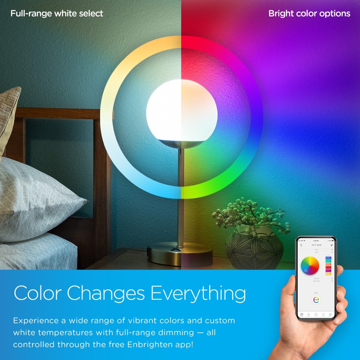Enbrighten VIBE WiFi Color-Changing LED Tabletop Lamp with USB Charging, Brass