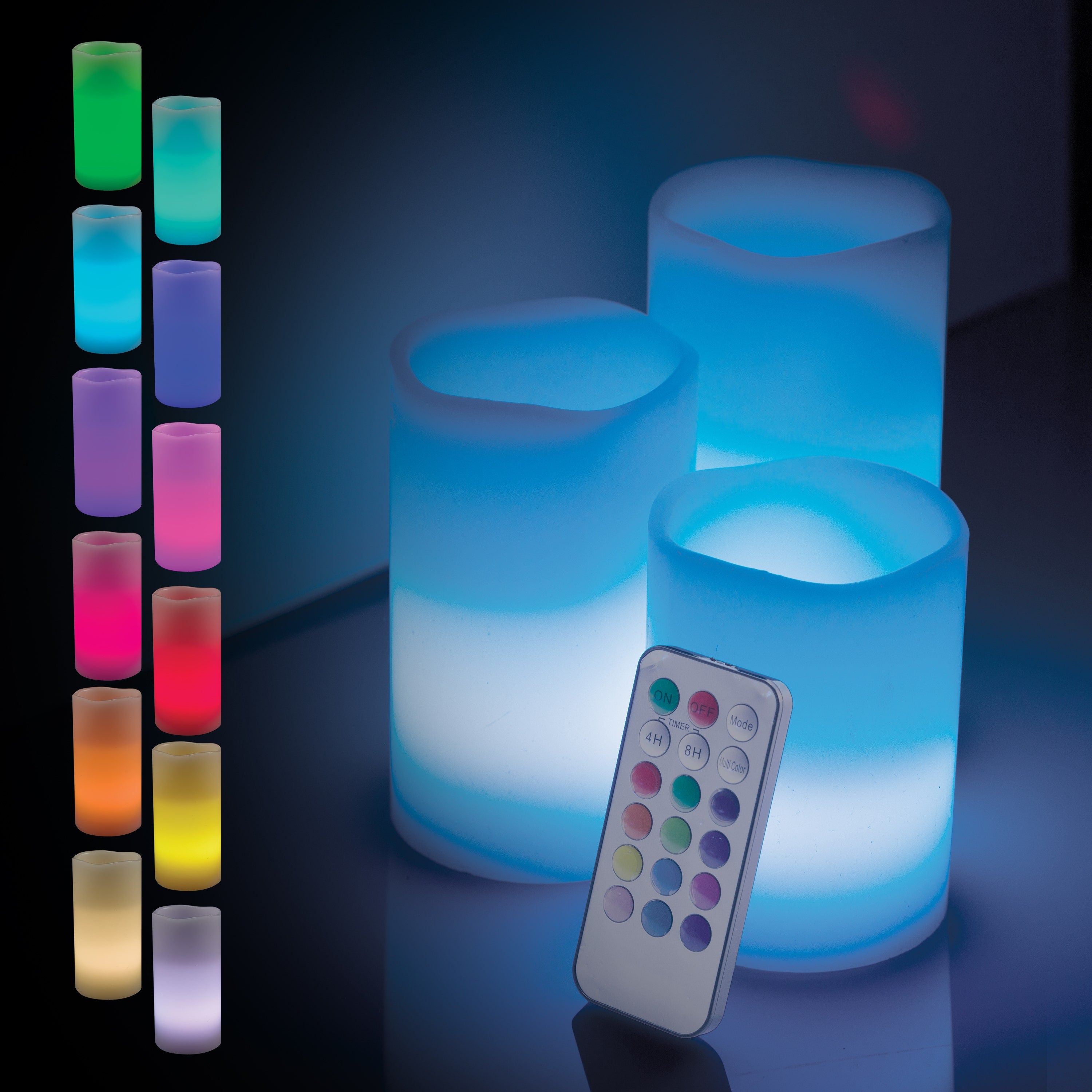 Enbrighten Battery Operated Color-Changing Flameless Flickering LED Candles, 3 Piece Set