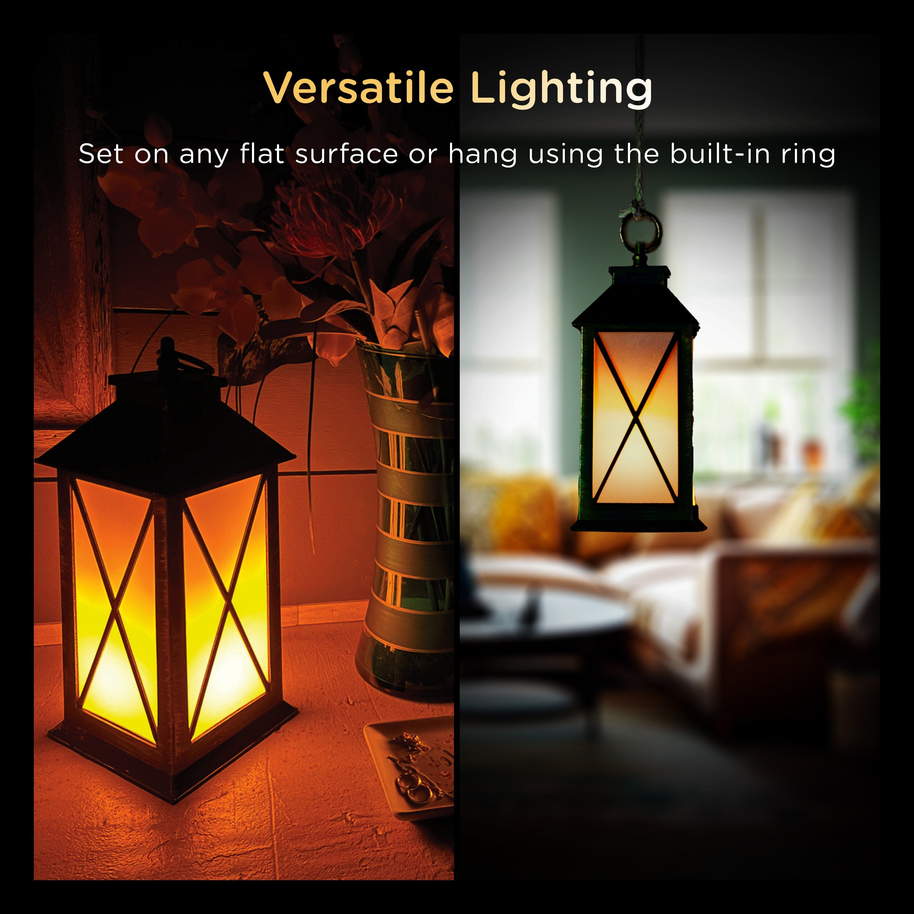 Enbrighten Candle Flicker LED Lantern. Black