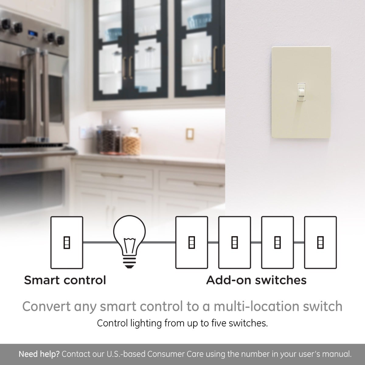 Enbrighten Add-On Toggle Switch With QuickFit™ And SimpleWire™, Light Almond