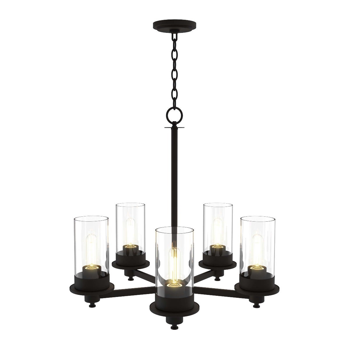 Enbrighten 5-Head Chandelier with LED Vintage Bulbs, Matte Black