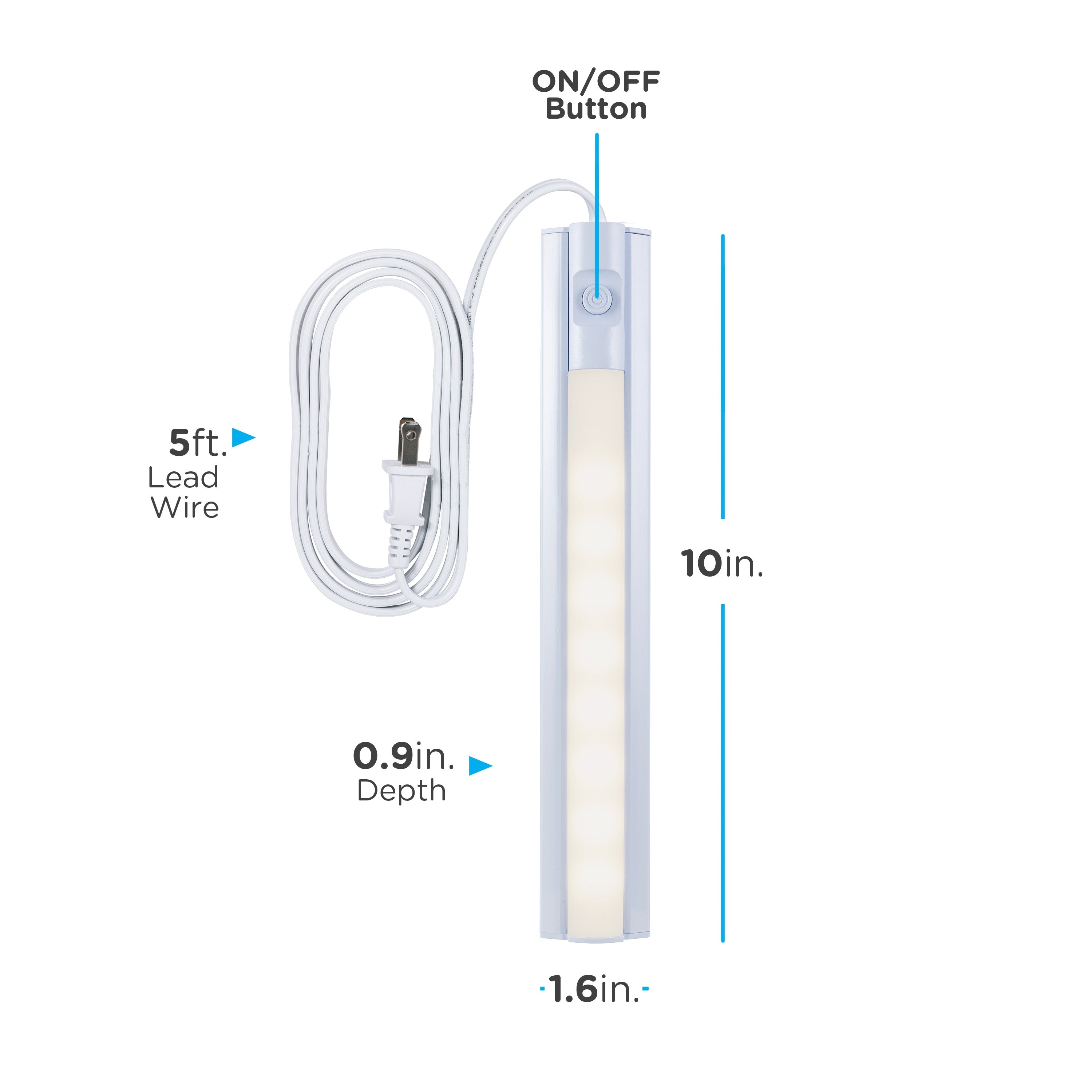 Enbrighten 10in. Plug-In LED Under Cabinet Fixture, White