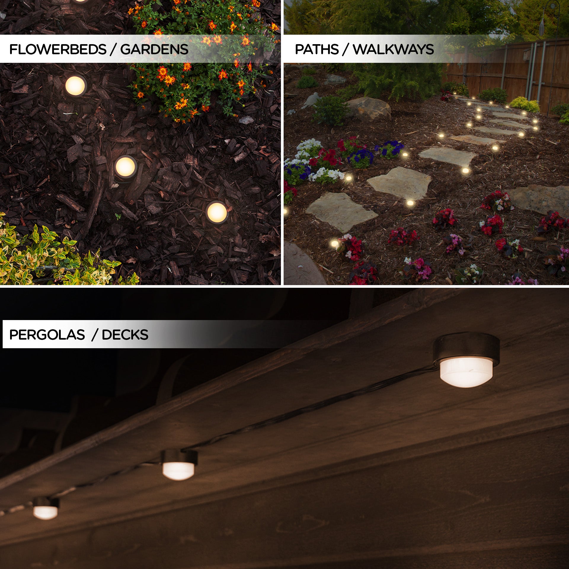 Enbrighten Seasons Mini Color-Changing LED Landscape Lights, 15 pucks, 42ft. Black Cord