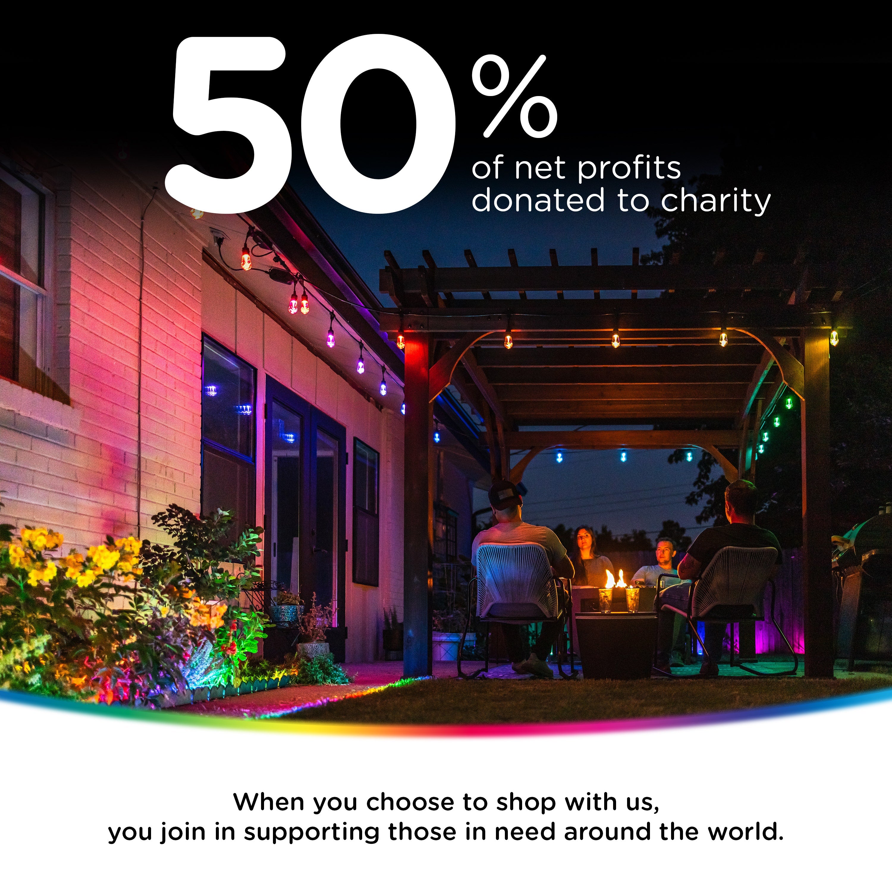 Enbrighten VIBE WiFi Color-Changing Permanent Outdoor Eternity Eave Lights, 36 Lights, 50ft. Black Cord