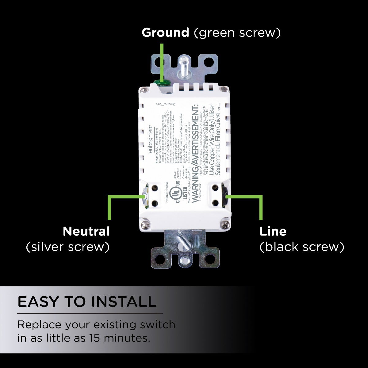 Enbrighten Z-Wave In-Wall Tamper-Resistant Smart Outlet, White