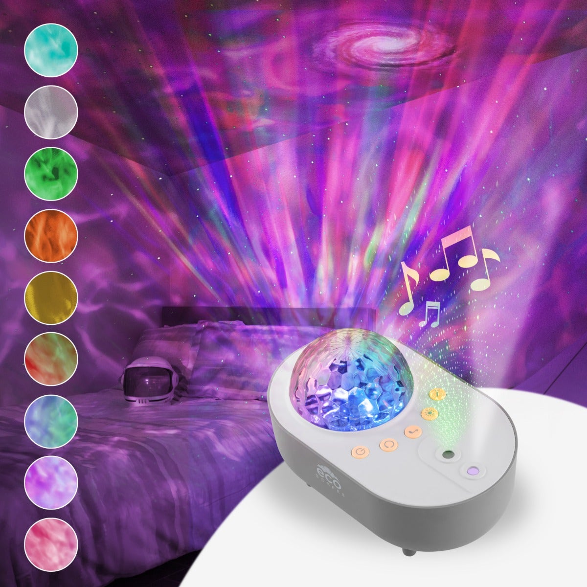 Enbrighten EcoScapes Galaxy Projector LED Tabletop Night Light with Sound Effects