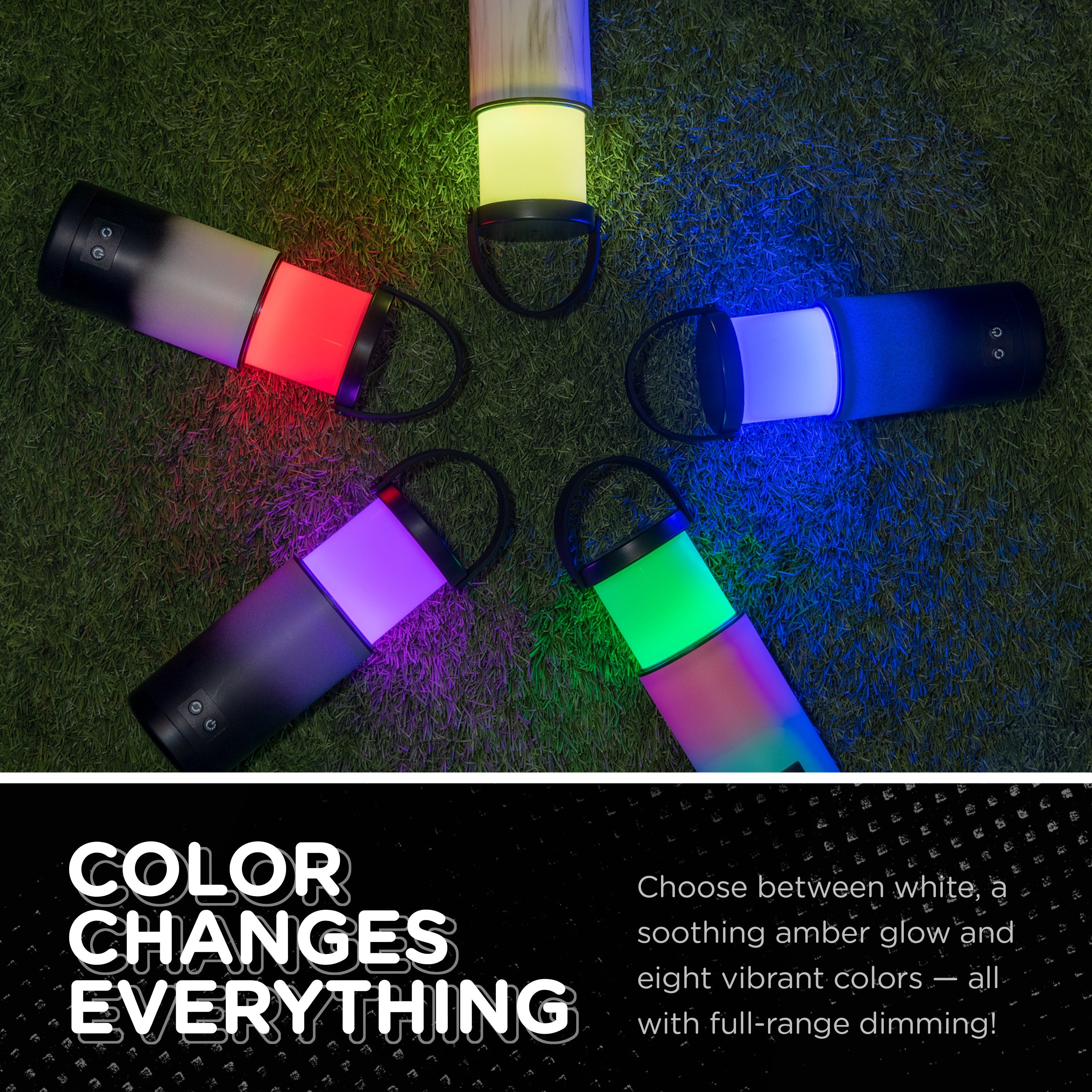 Enbrighten Color Changing LED Pop-Up Lantern, Rechargeable, Silver/Black