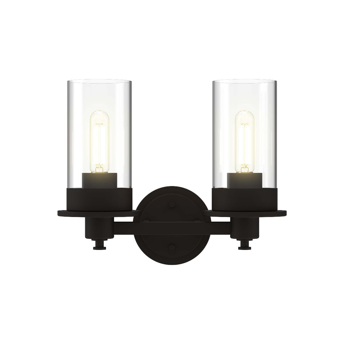 Enbrighten 2-Head Vanity Light with LED Vintage Bulbs, Matte Black
