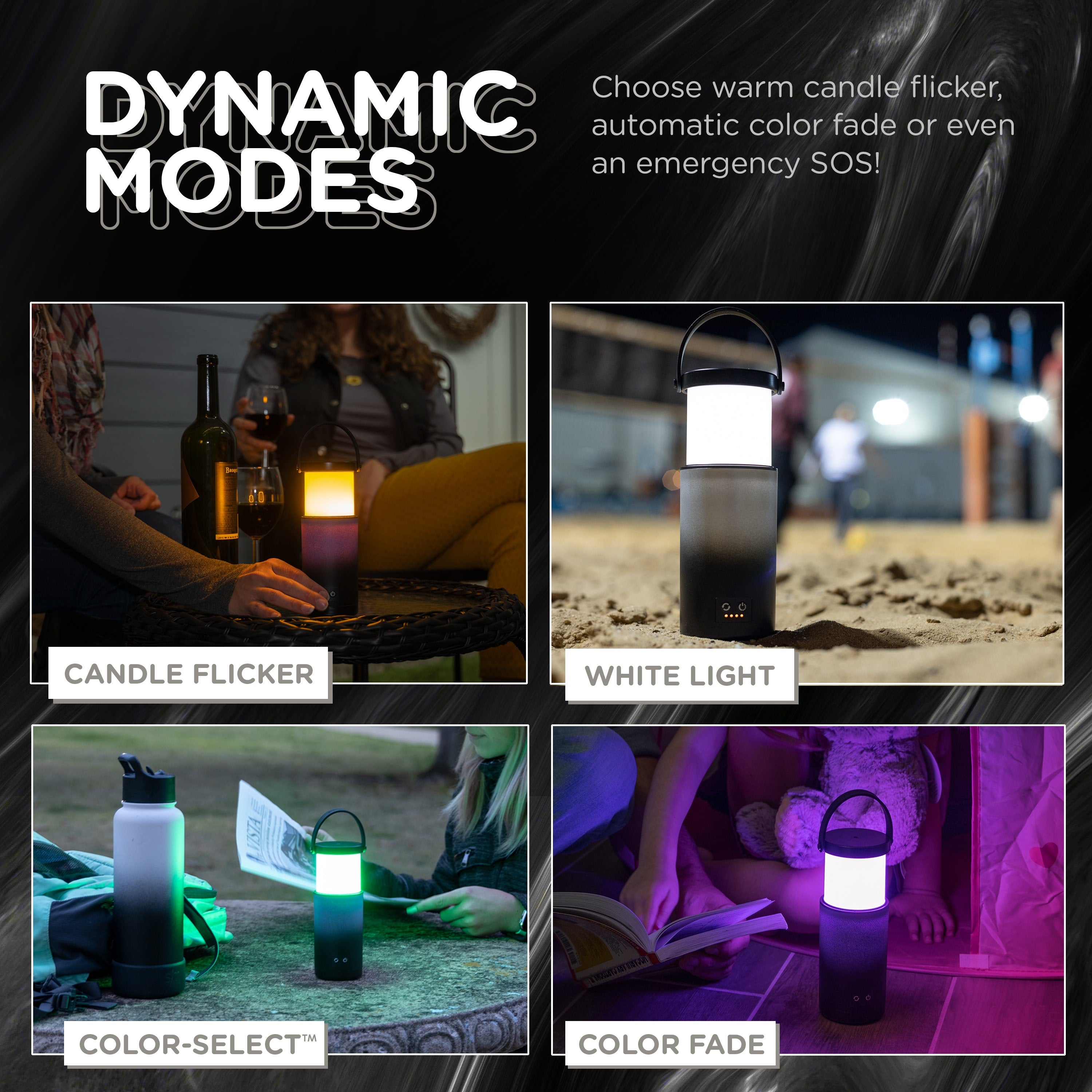 Enbrighten Color Changing LED Pop-up Lantern, White Marble