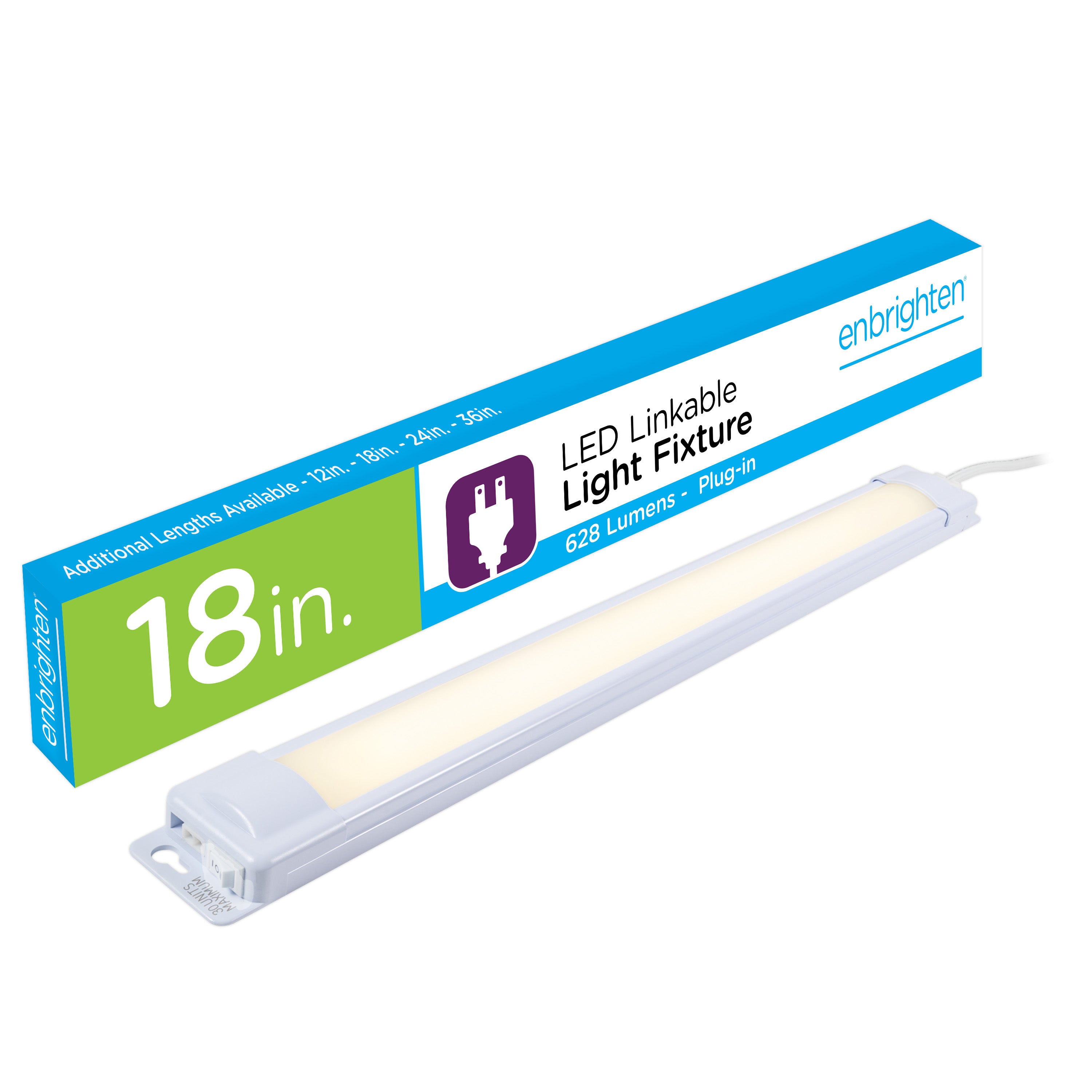 Enbrighten 18in. Plug-In LED Under Cabinet Light Fixture, White