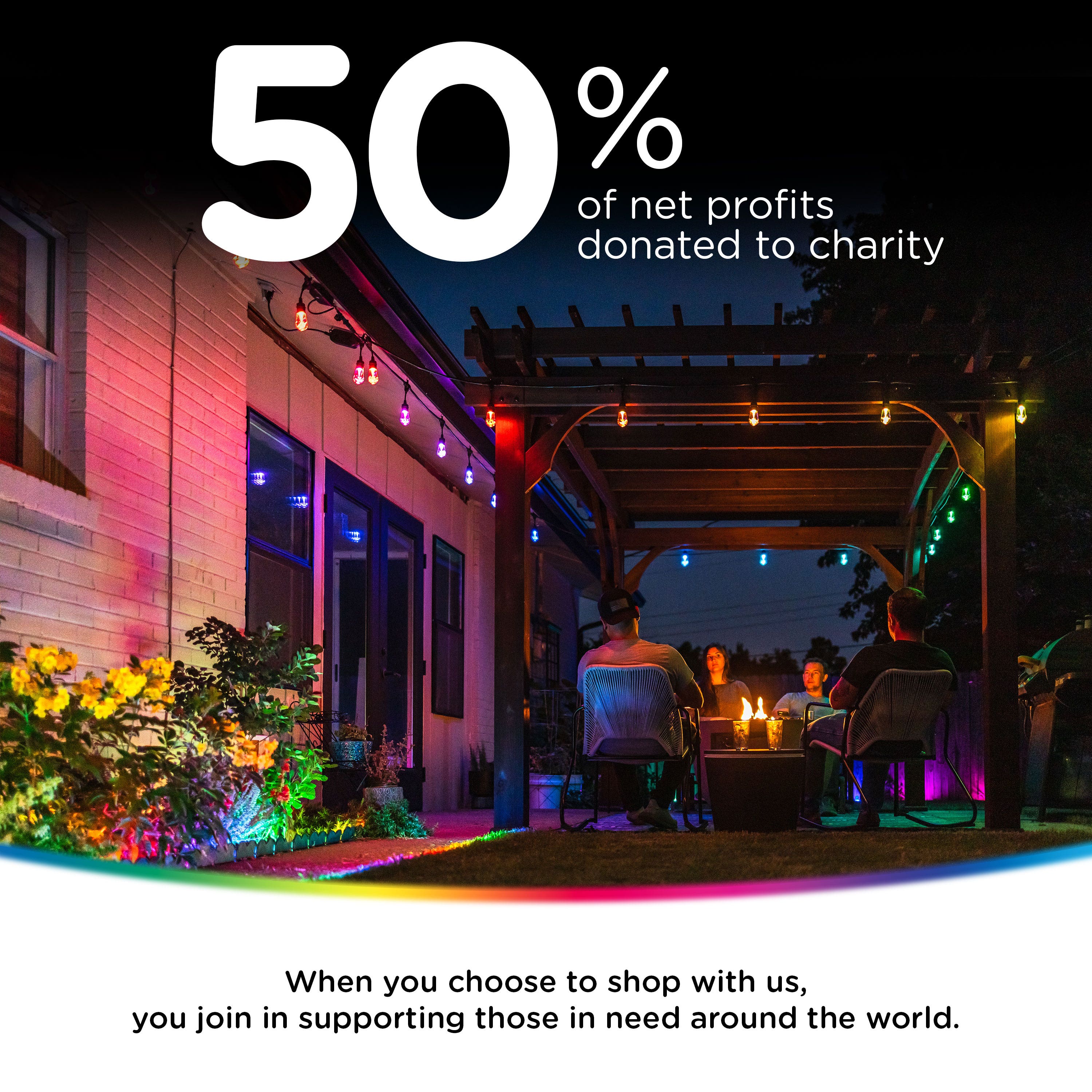 Enbrighten VIBE WiFi Color-Changing Permanent Outdoor Eternity Eave Lights, 108 Lights, 150ft. Black