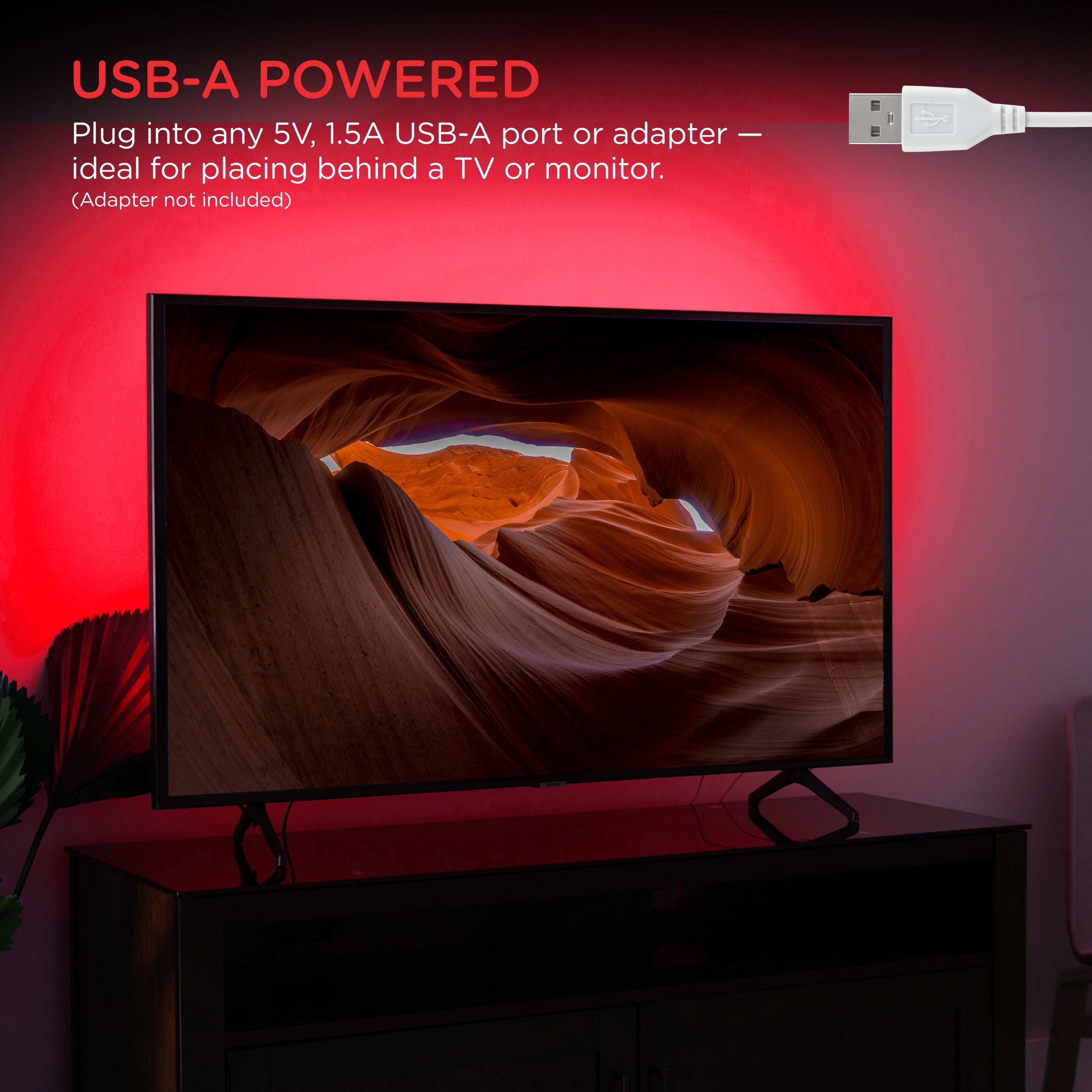 Enbrighten Basics Indoor USB-Powered Flex Light, 6.5ft., Red