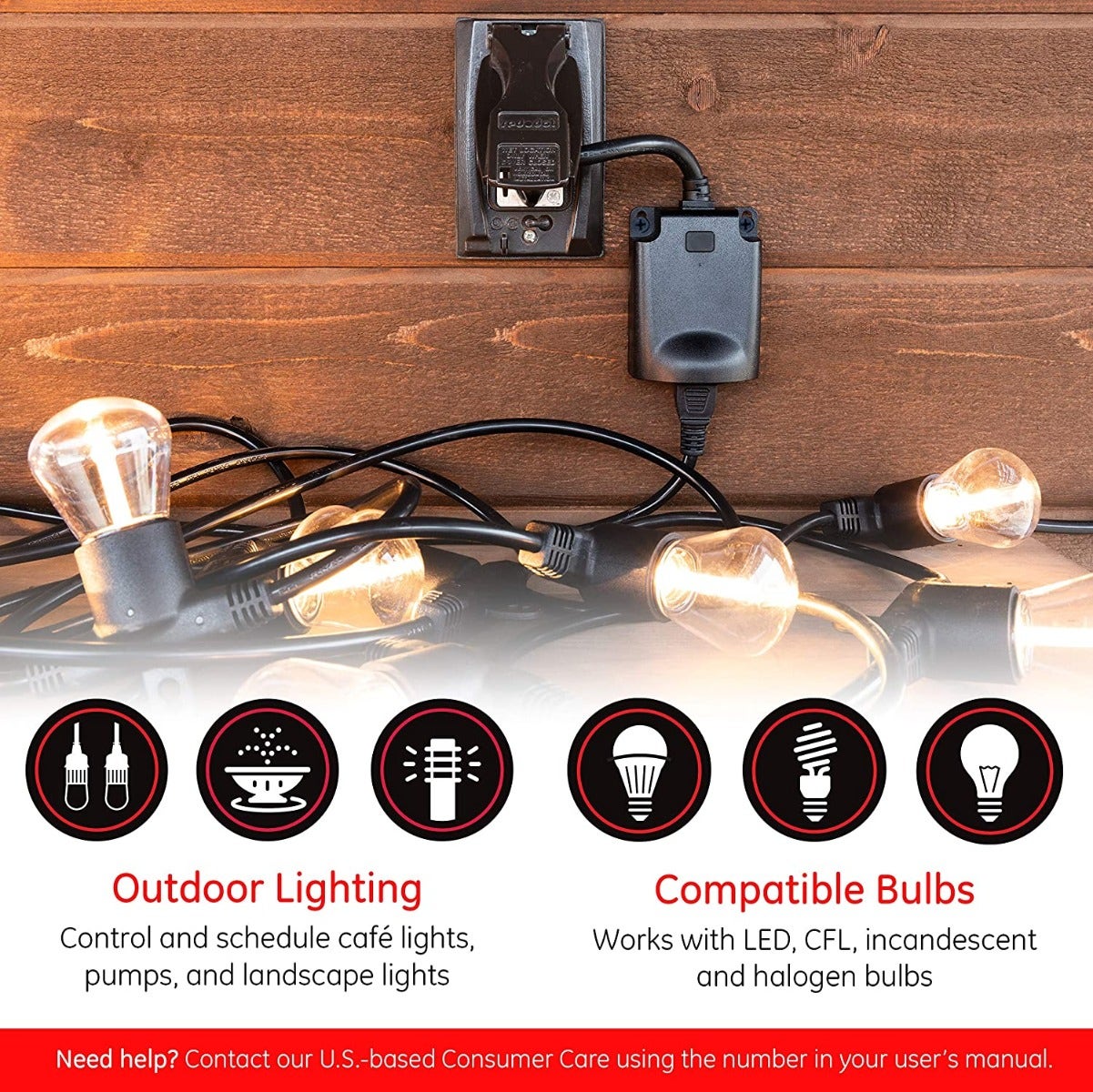 Enbrighten Zigbee Plug-in Outdoor Smart Switch, Black