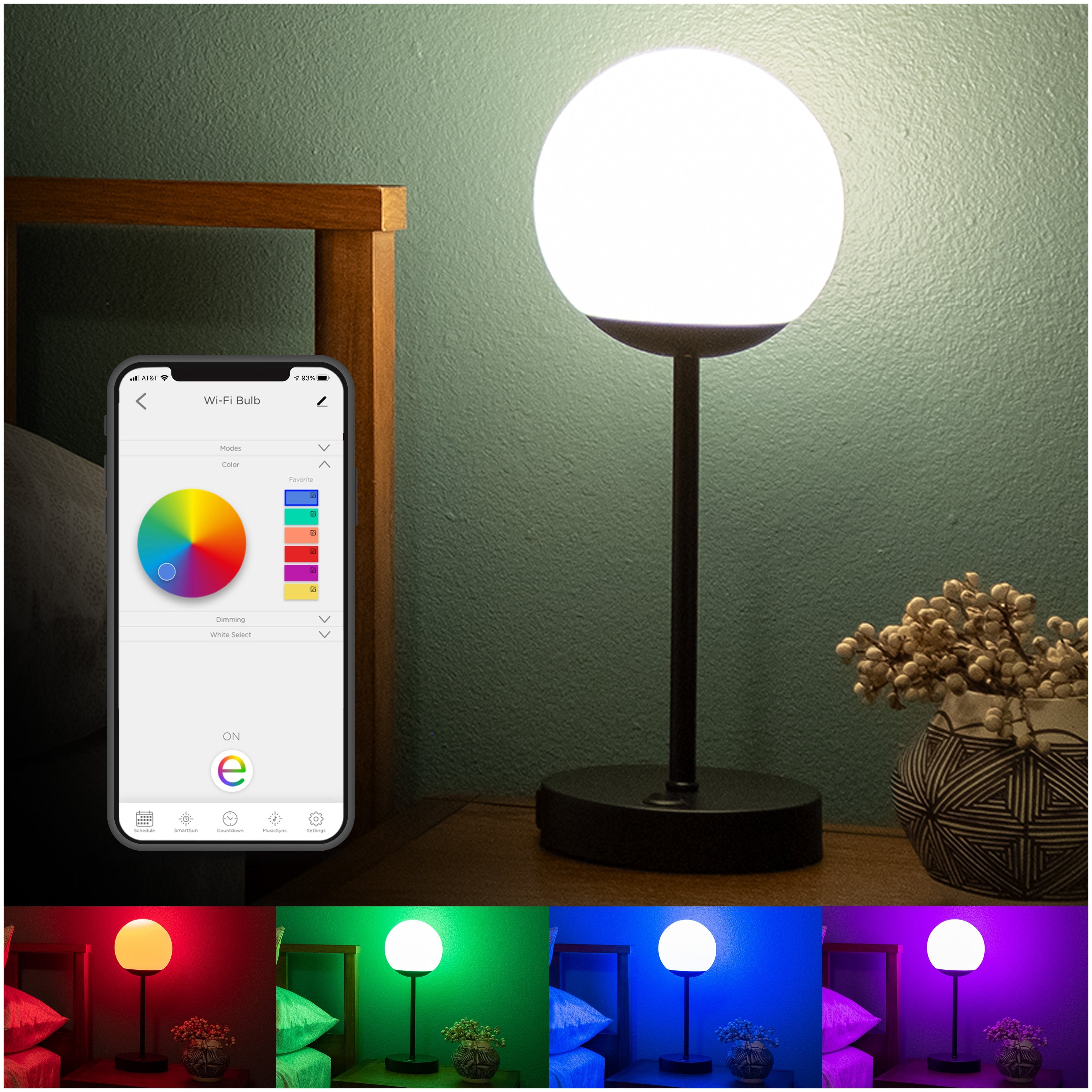 Enbrighten WiFi VIBE Color-Changing LED Tabletop Lamp with USB Charging, Black