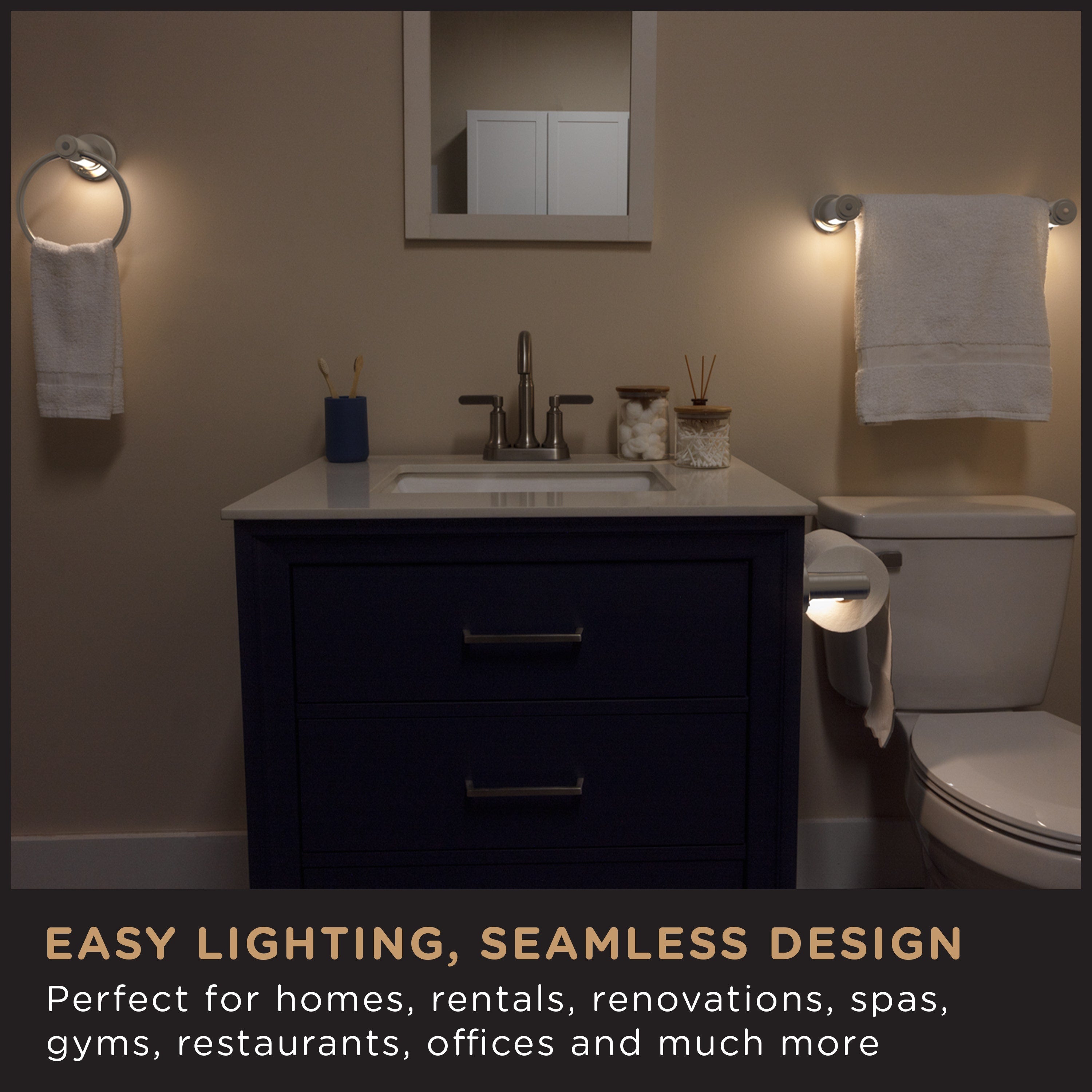 Enbrighten LED Motion Sensing Towel Bar Light, Brushed Nickel