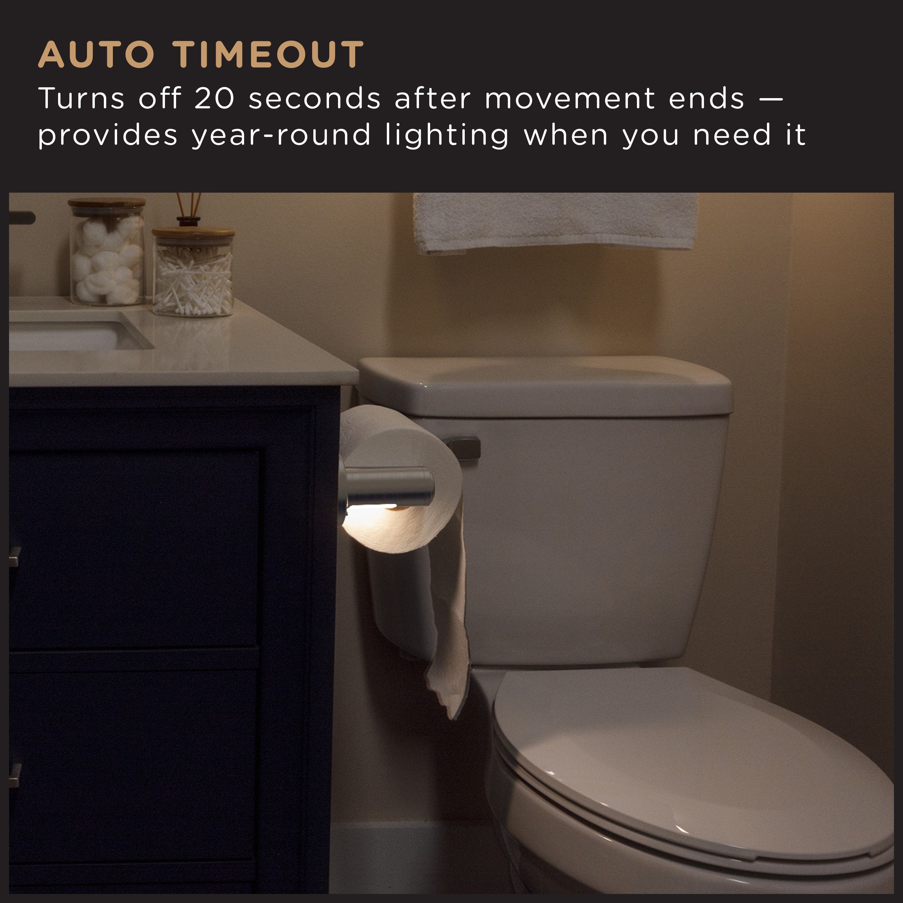 Enbrighten LED Motion Sensing Toilet Paper Holder Light, Brushed Nickel