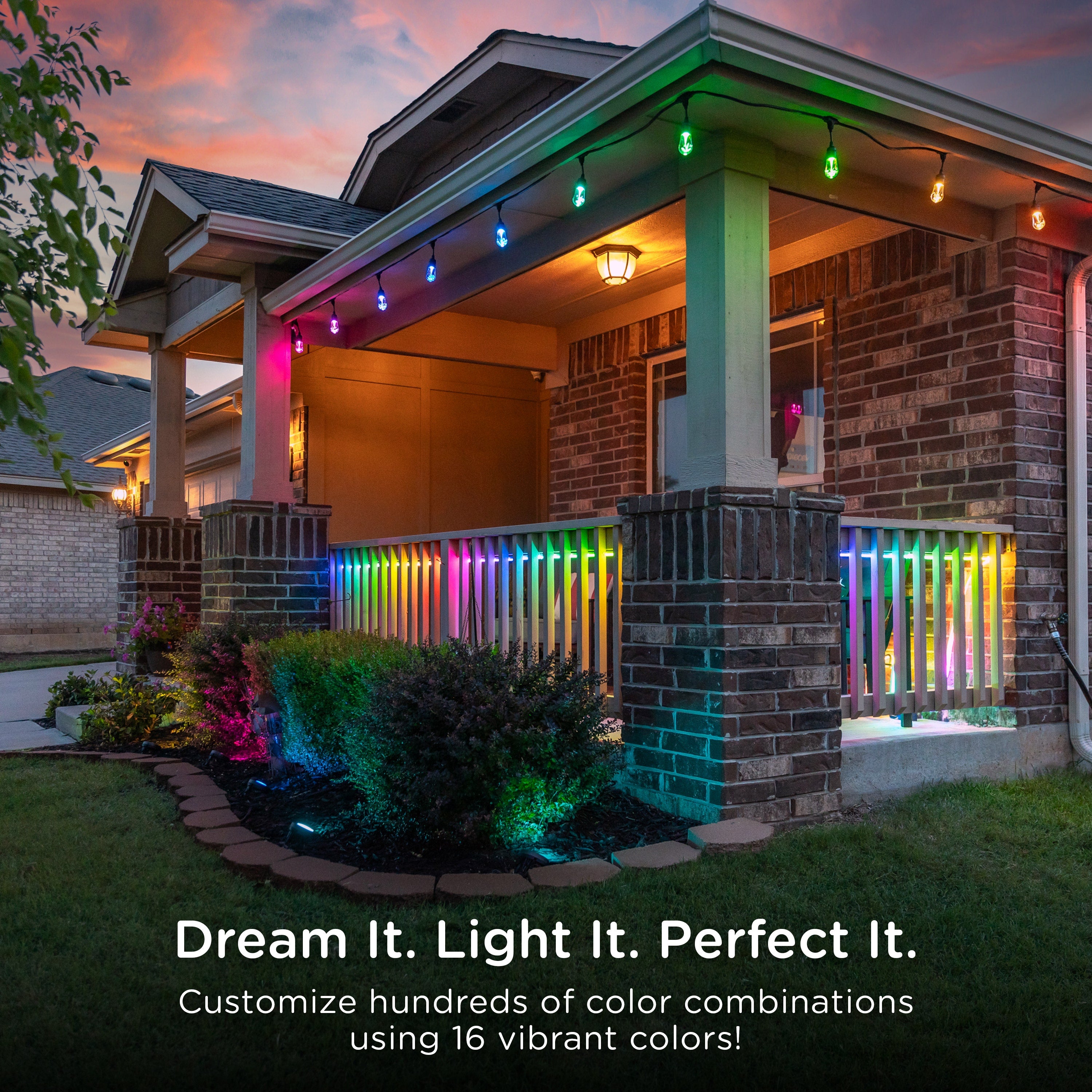 Enbrighten Seasons Color Changing LED Landscape Lights,12 Lights, 110 ft. Black Cord