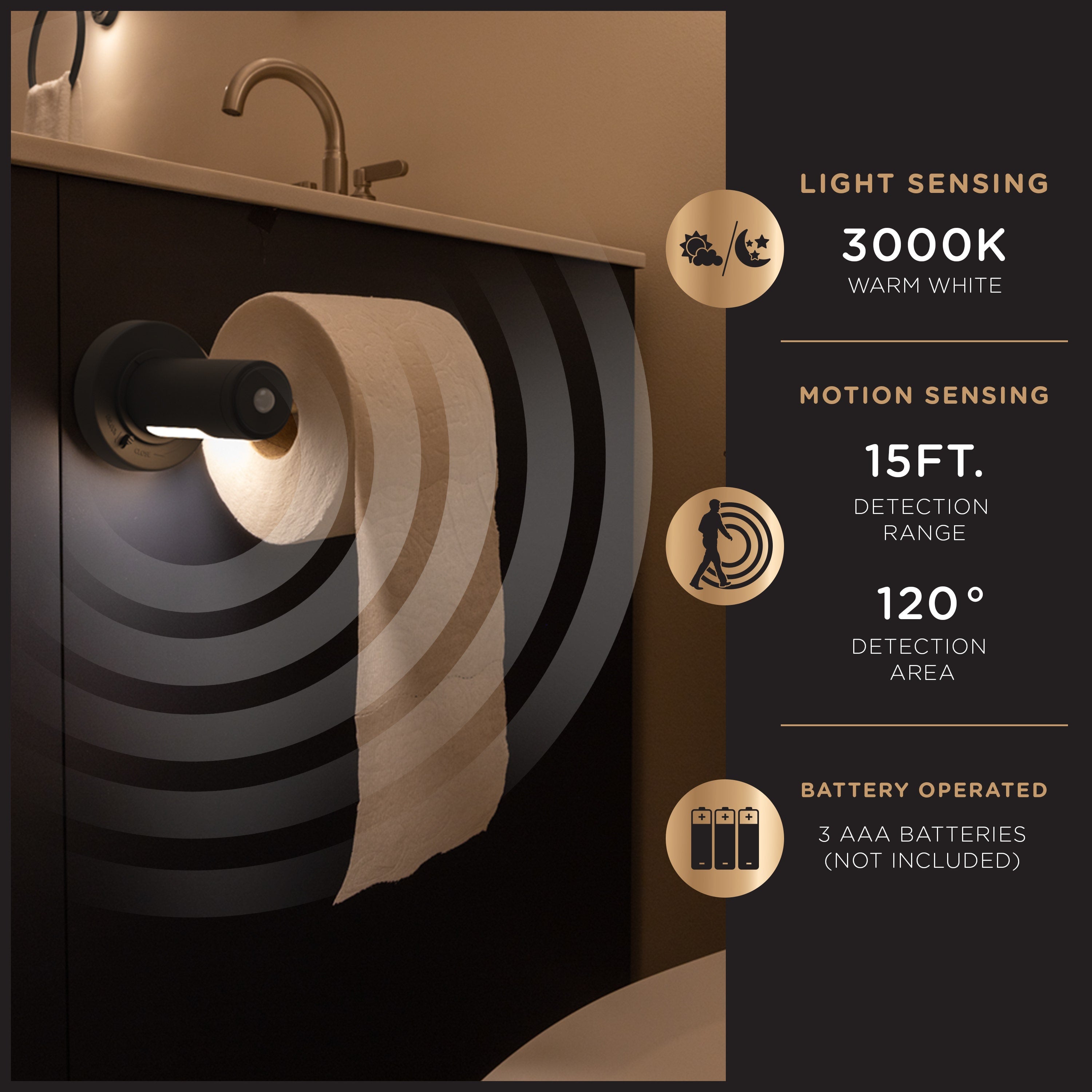 Enbrighten LED Motion Sensing Bathroom Lighting Bundle, Matte Black