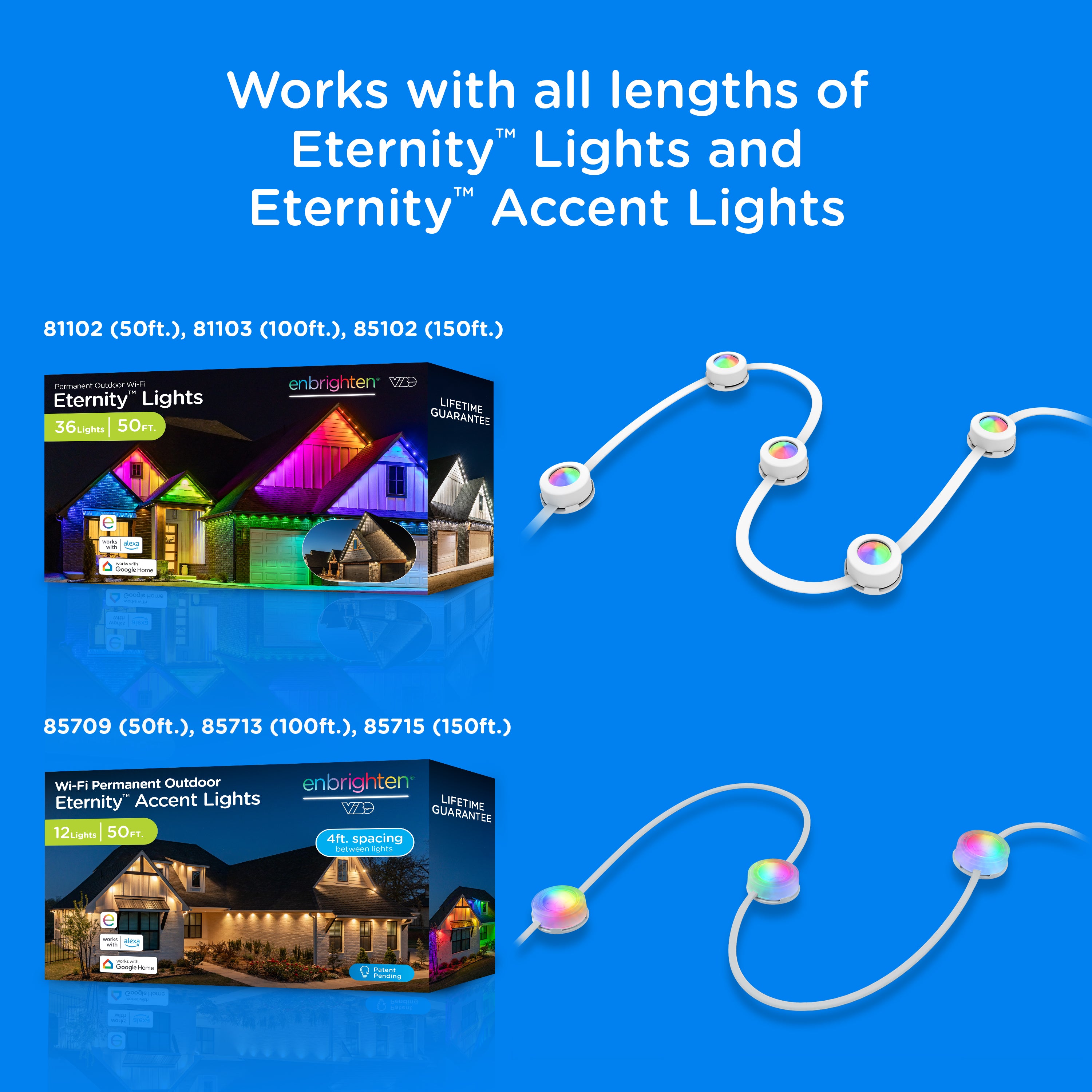 Enbrighten VIBE WiFi Eternity Eave Lights Extension Cable, 10ft. White