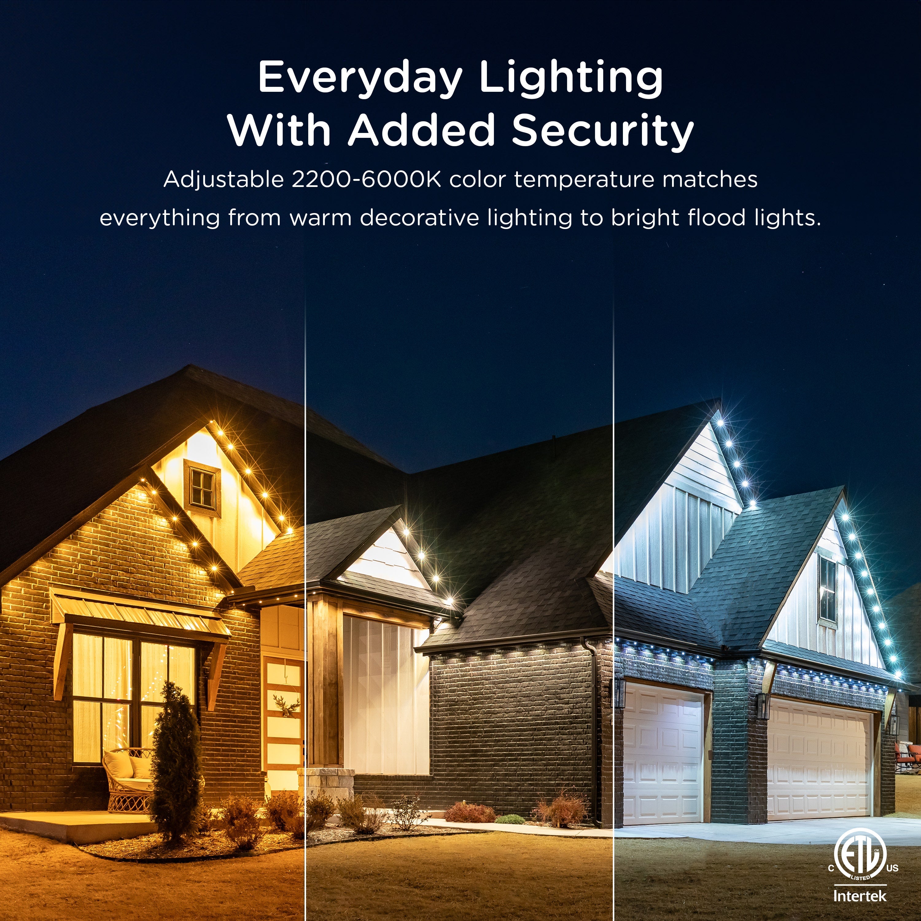 Enbrighten VIBE WiFi Color-Changing Permanent Outdoor Eternity Eave Lights, 72 Lights, 100ft. Black Cord
