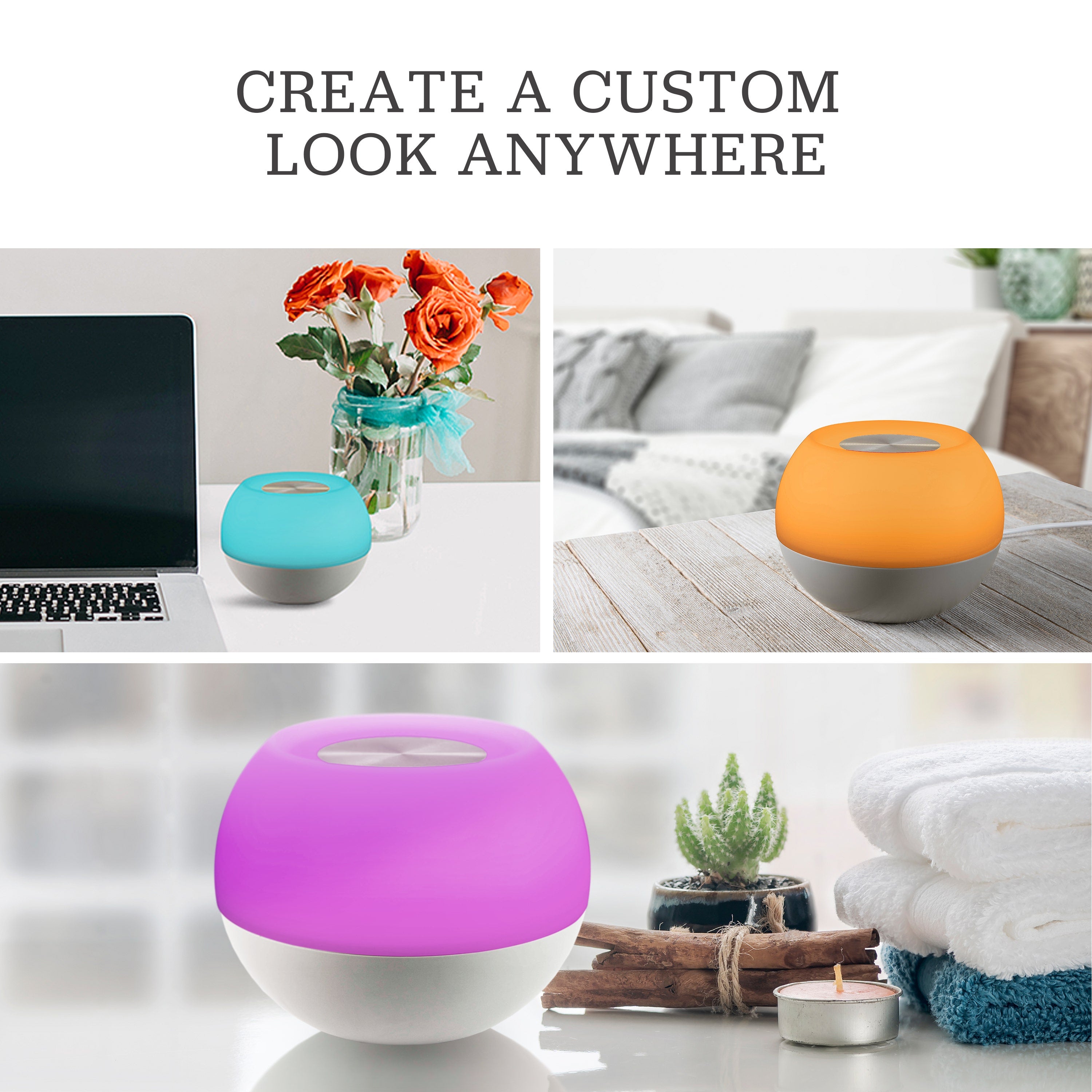 Enbrighten USB-Powered Color-Changing Tabletop LED Mini Bowl Night Light, Gray