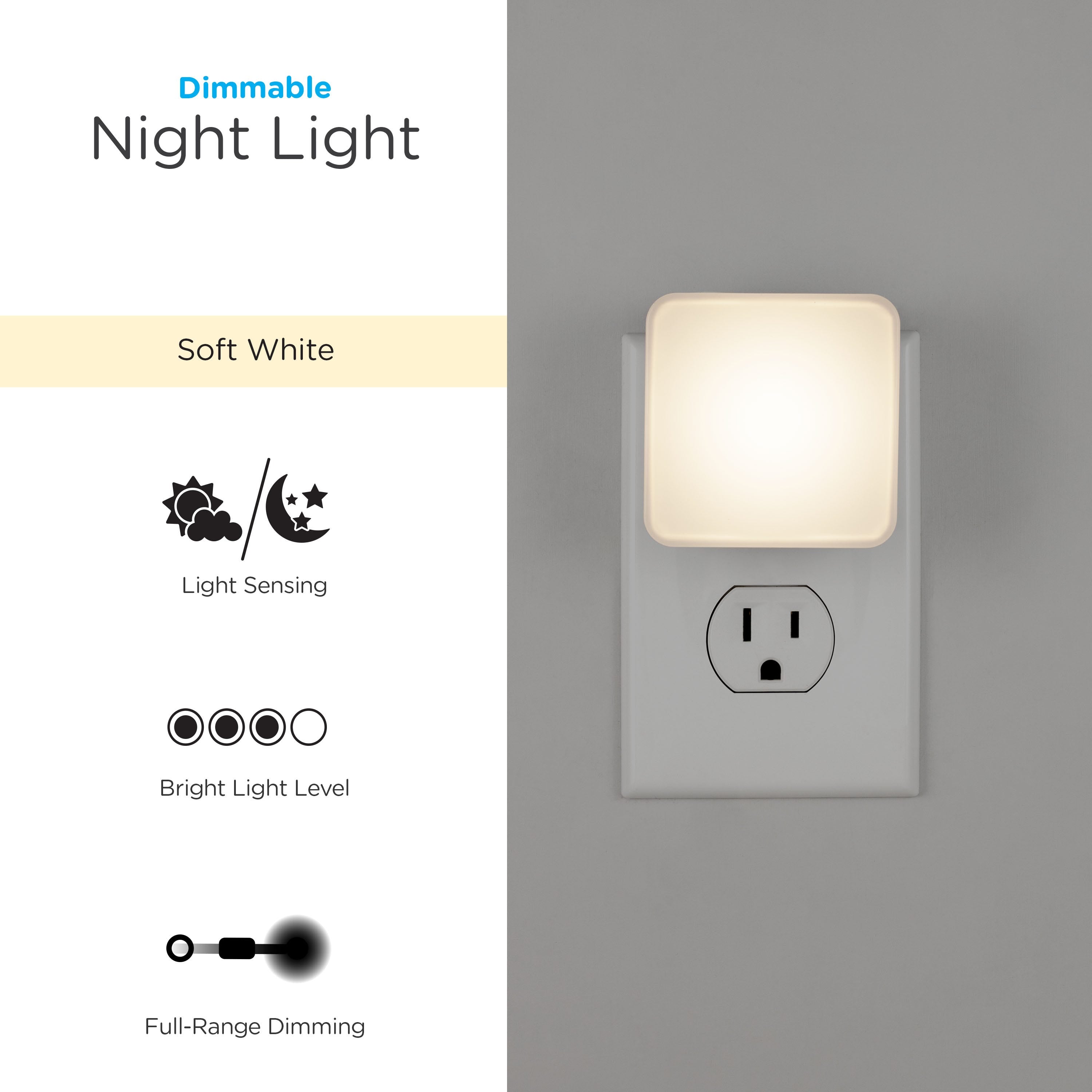 Enbrighten Light Sensing Dimmable LED Night Light, White