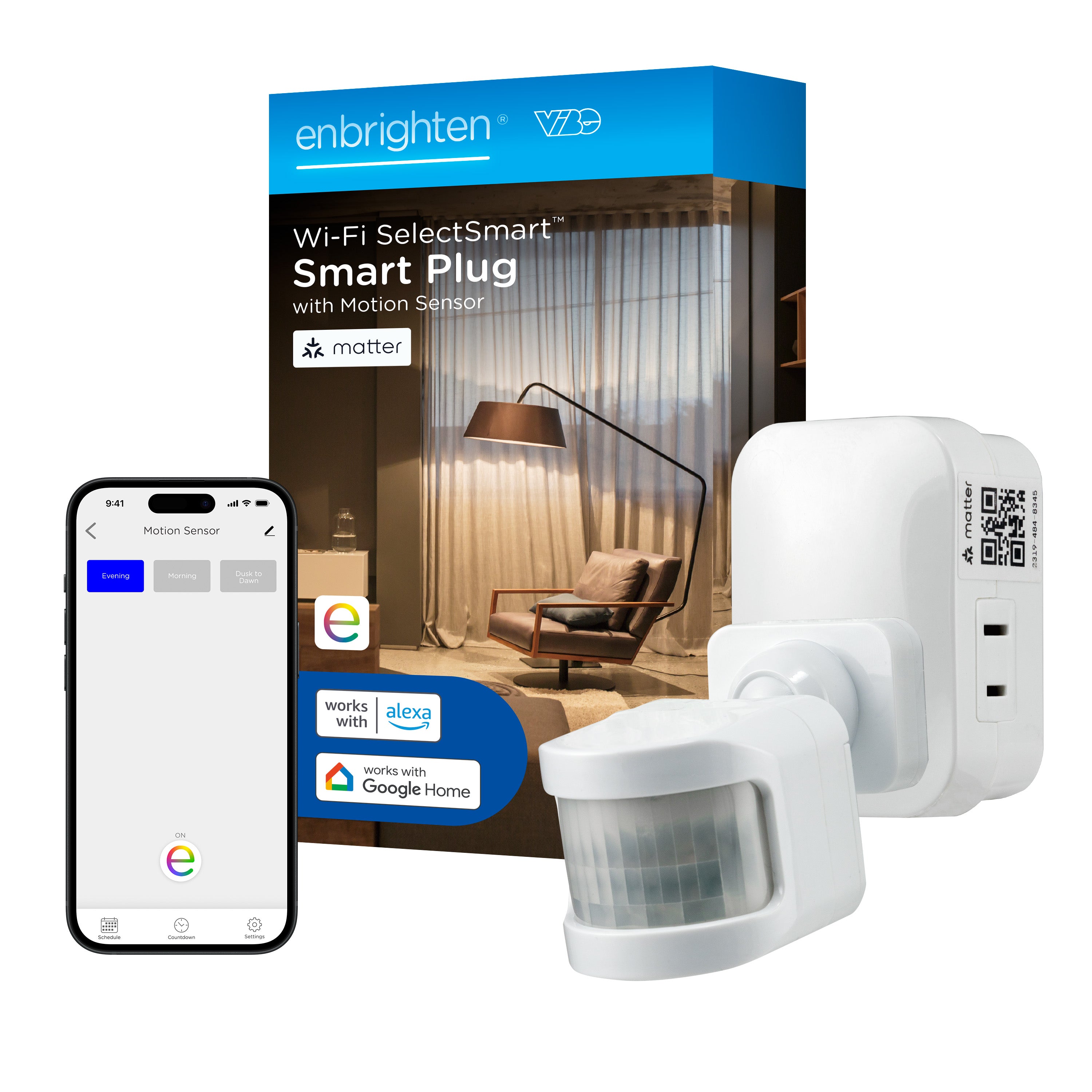 Enbrighten VIBE WiFi Matter Indoor Smart Plug with Motion Sensor