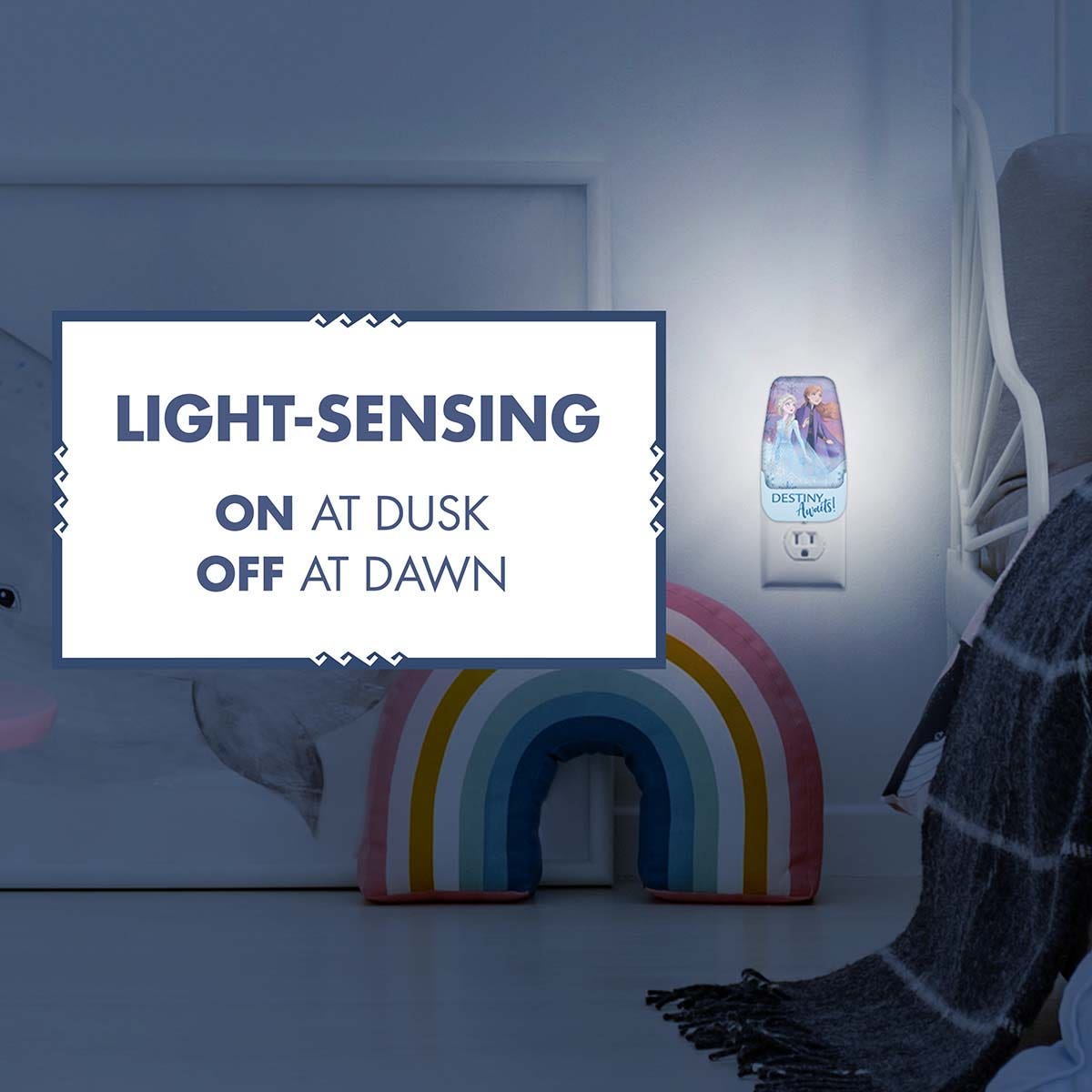 Disney Frozen II Light Sensing LED Night Light, Blue