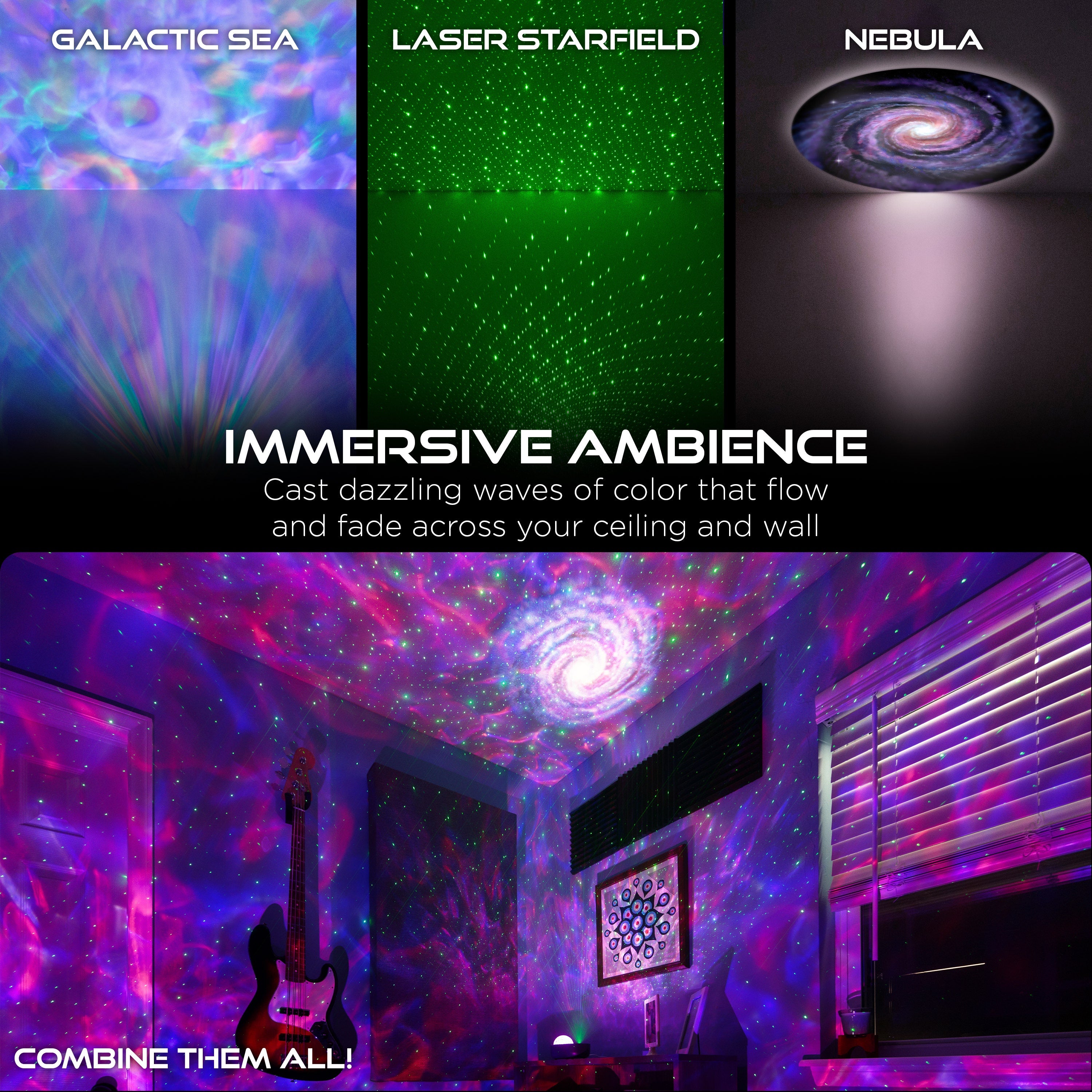 Enbrighten Galaxy Projector LED Tabletop Night Light with Sound Effects