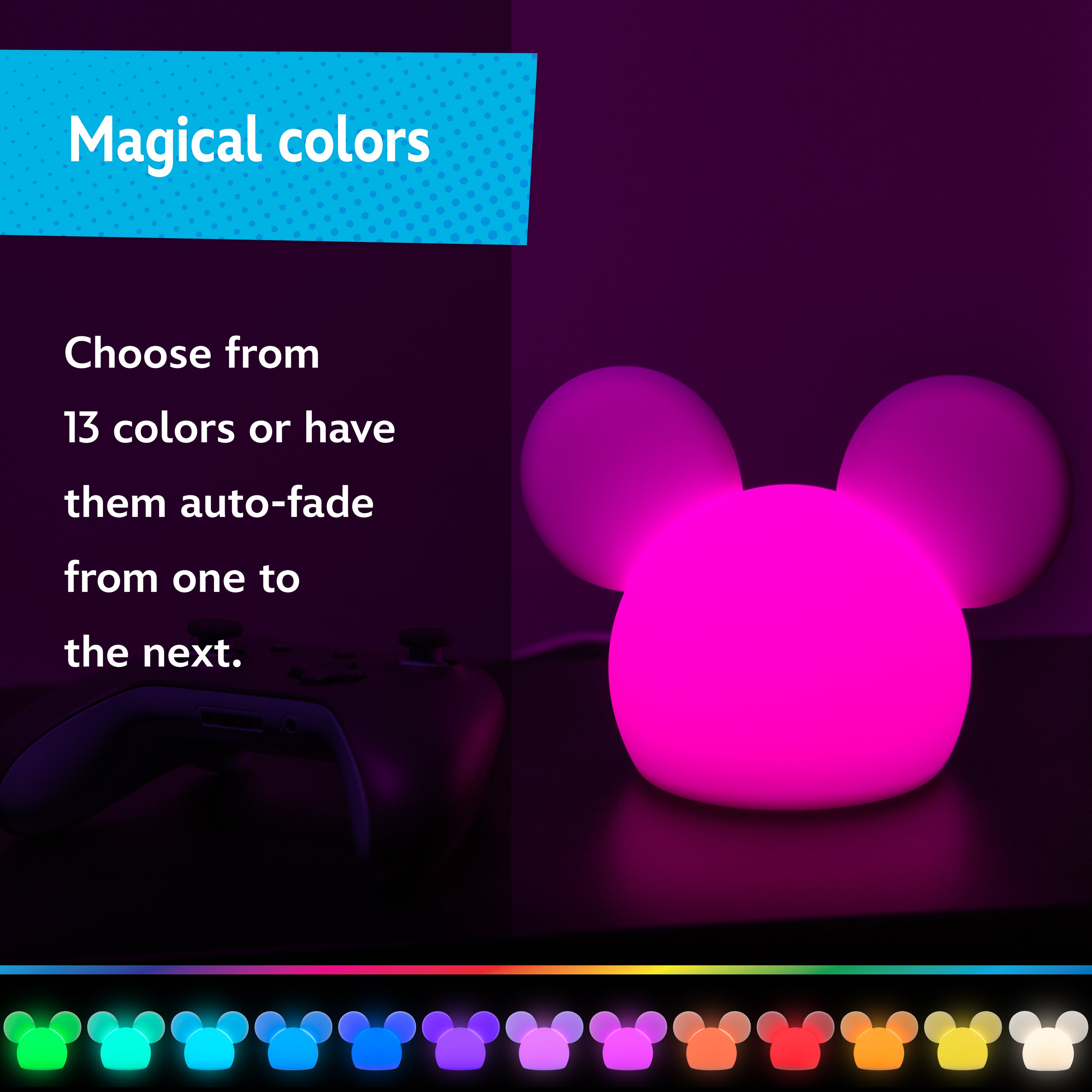 Disney Mickey Mouse Color-Changing Tabletop LED Night Light, White