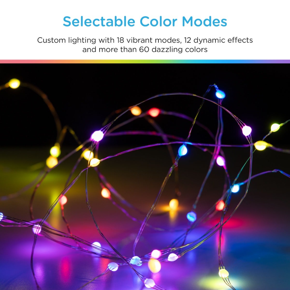 Enbrighten VIBE WiFi Color-Changing LED Fairy String Lights, 60 Lights, 20ft.