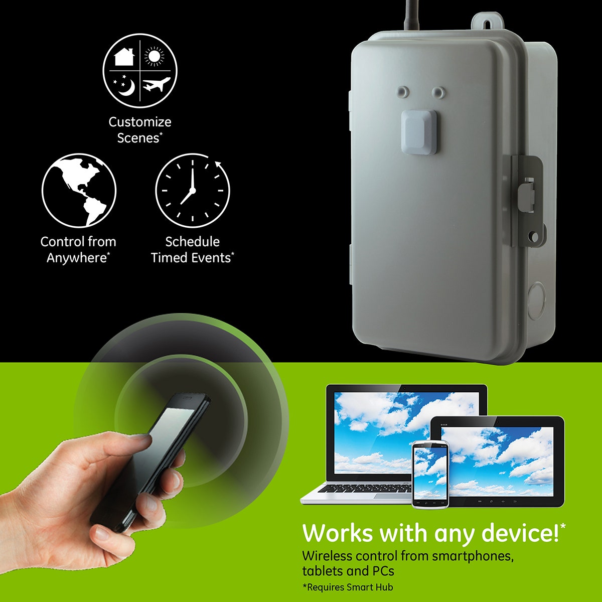 Enbrighten Z-Wave Direct-Wire Outdoor/Indoor Smart Switch, 40 Amp,  Gray