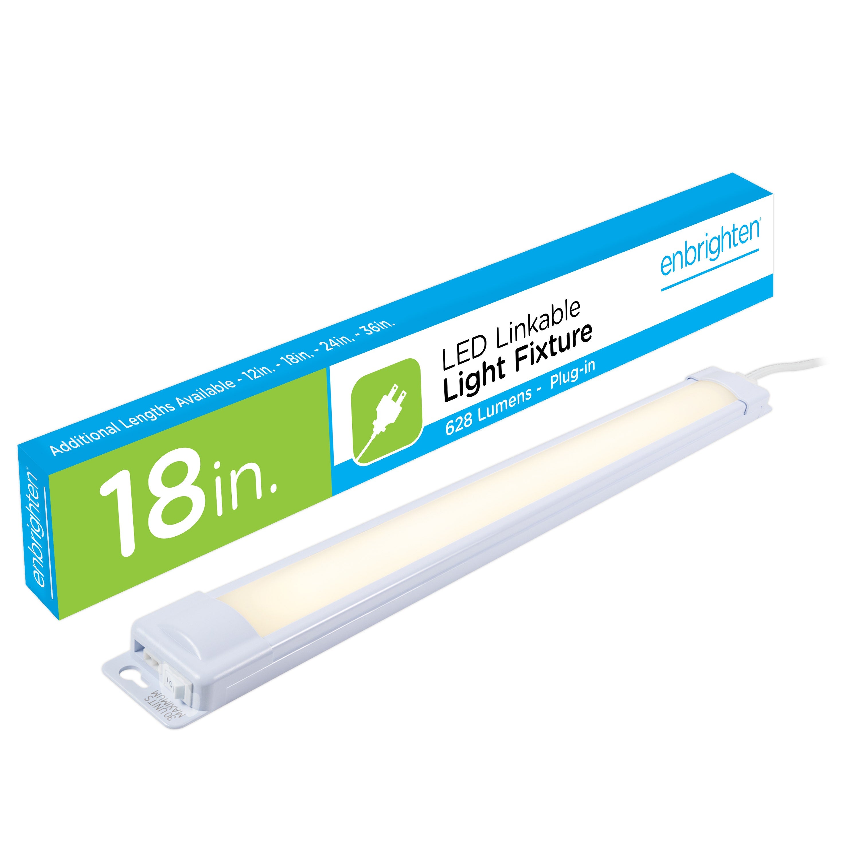 Enbrighten 18in. Plug-In LED Under Cabinet Light Fixture, White
