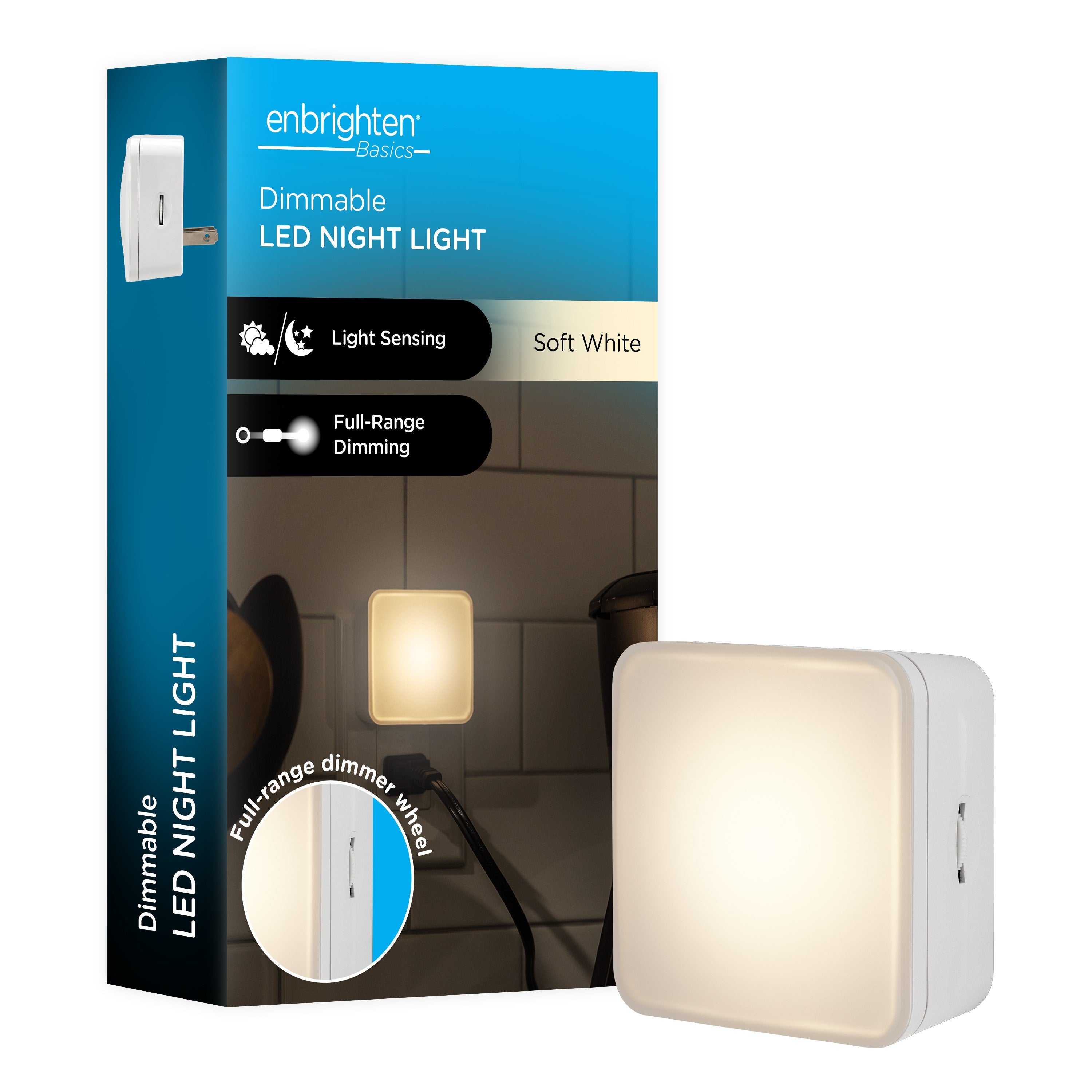 Enbrighten Light Sensing Dimmable LED Night Light, White