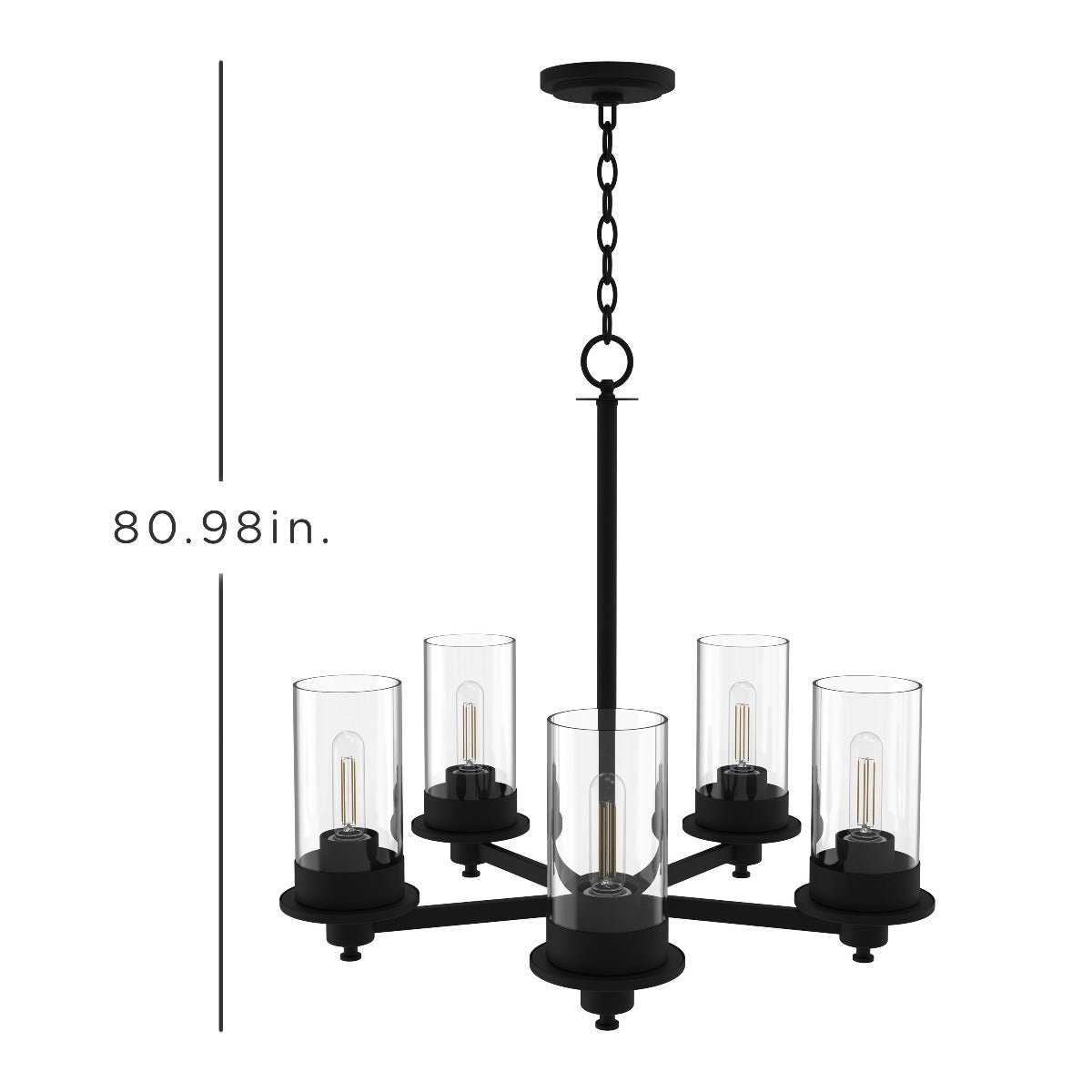 Enbrighten 5-Head Chandelier with LED Vintage Bulbs, Matte Black