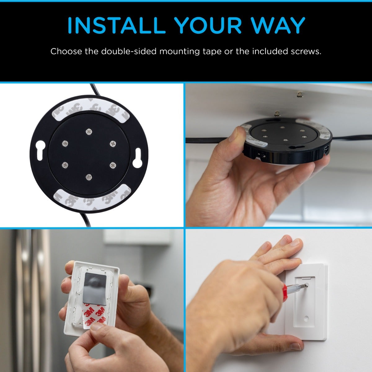 Enbrighten Spectrum Indoor Color-Changing LED Puck Lights, 9 Lights, Up to 18in. Black Cord