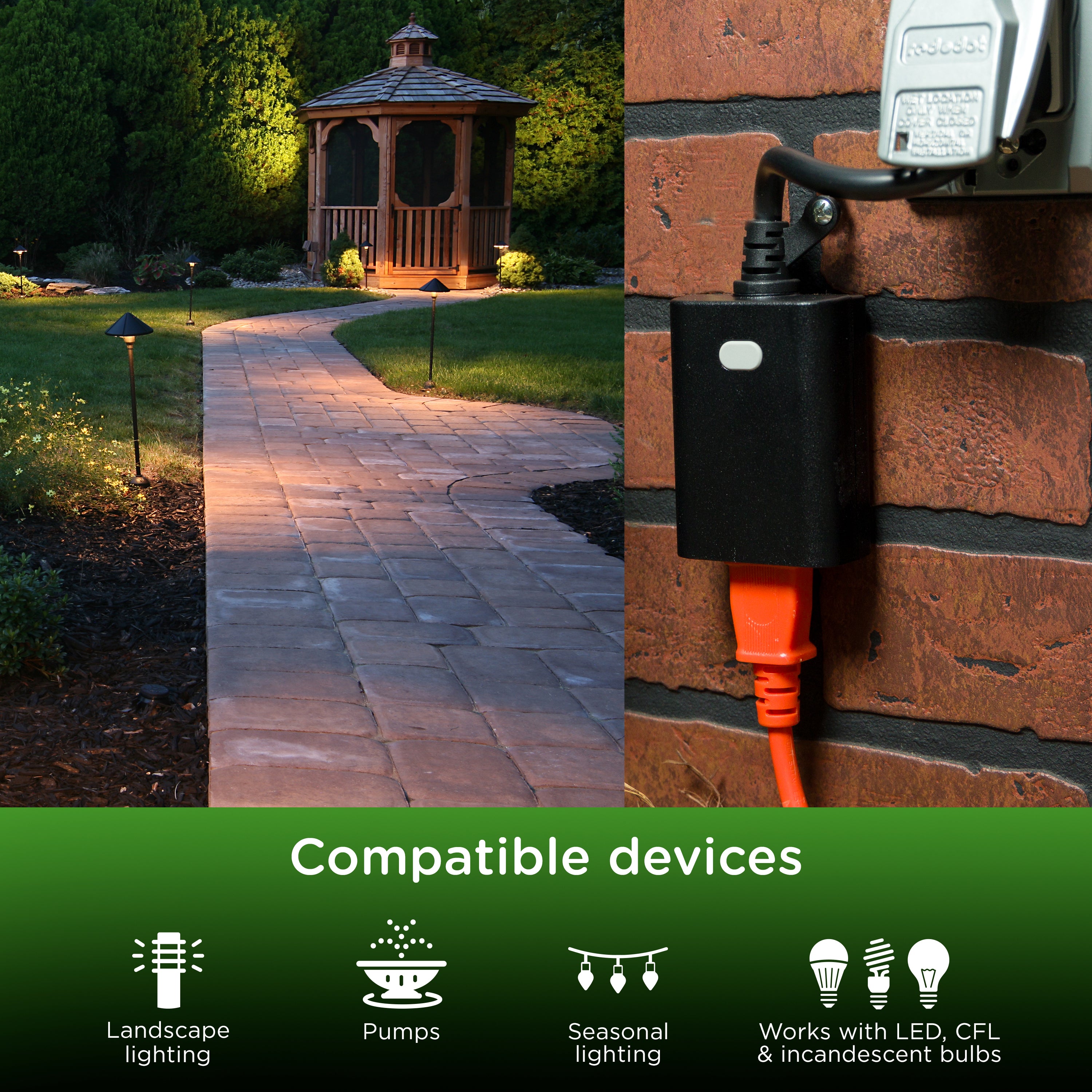 Enbrighten Z-Wave Long Range Outdoor Smart Plug, 800 Series, 1 Outlet