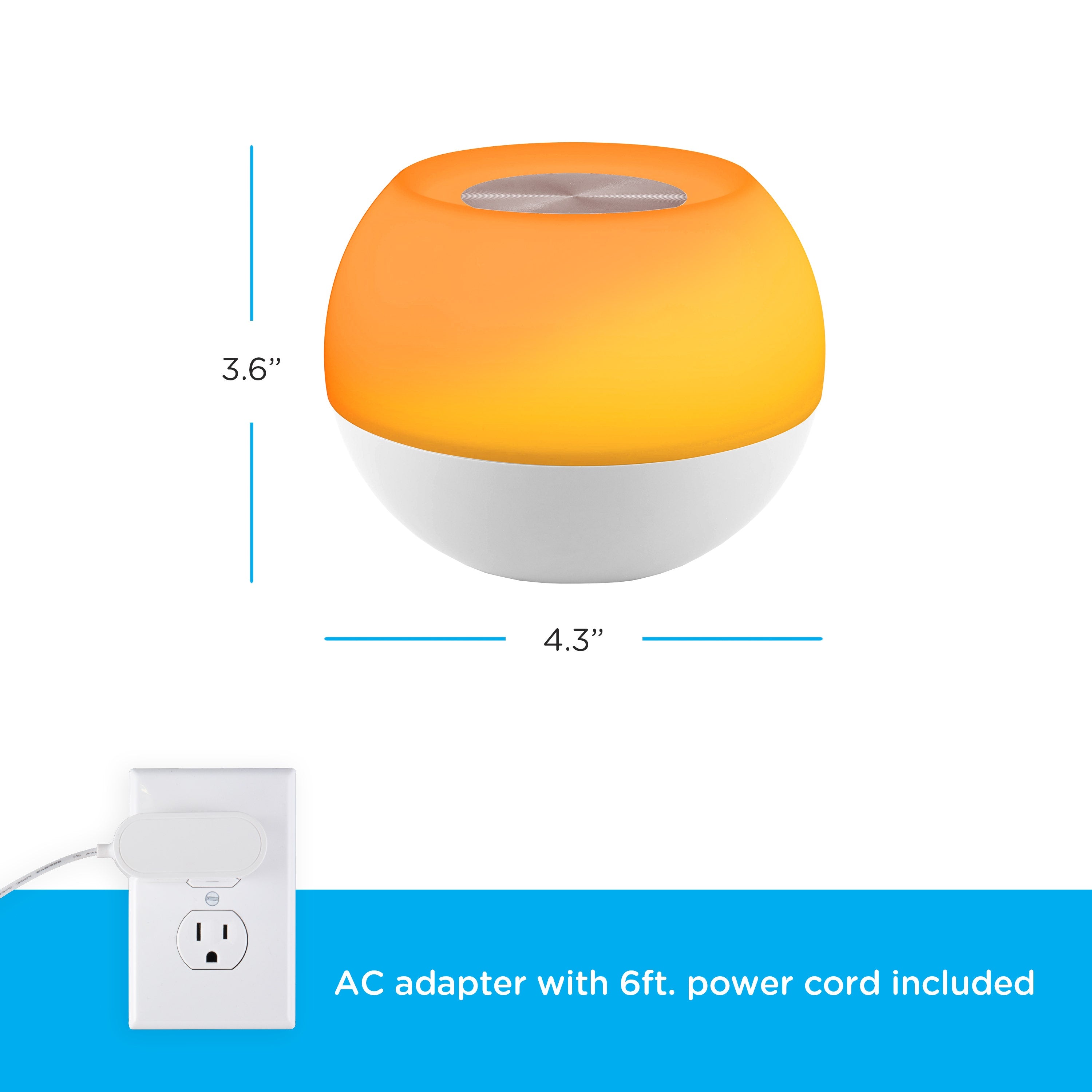 Enbrighten USB-Charging Color-Changing Tabletop LED Mini Bowl Night Light, White