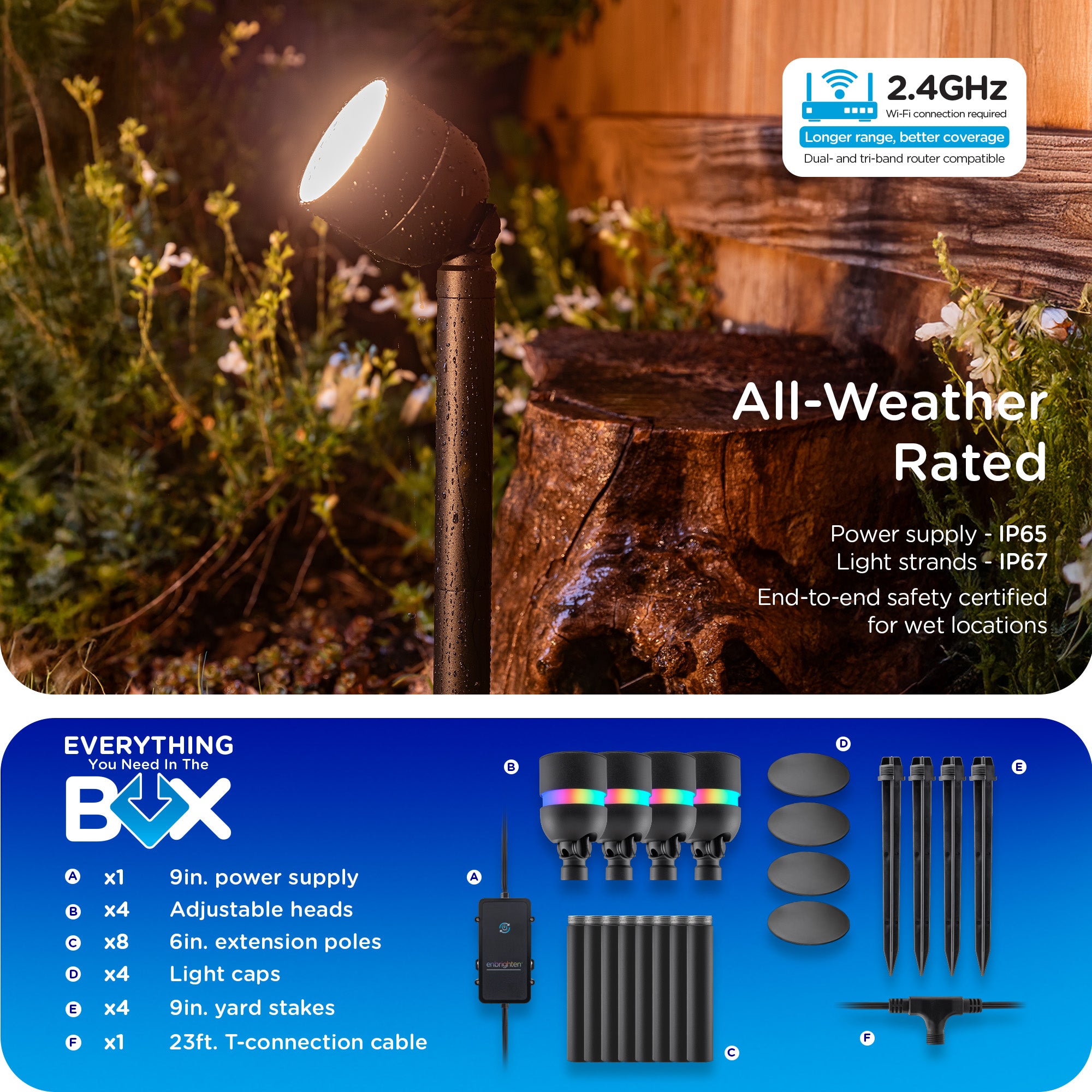 Enbrighten VIBE WiFi Color-Changing Eternity Landscape Path Lights, 4 Lights, 23ft.