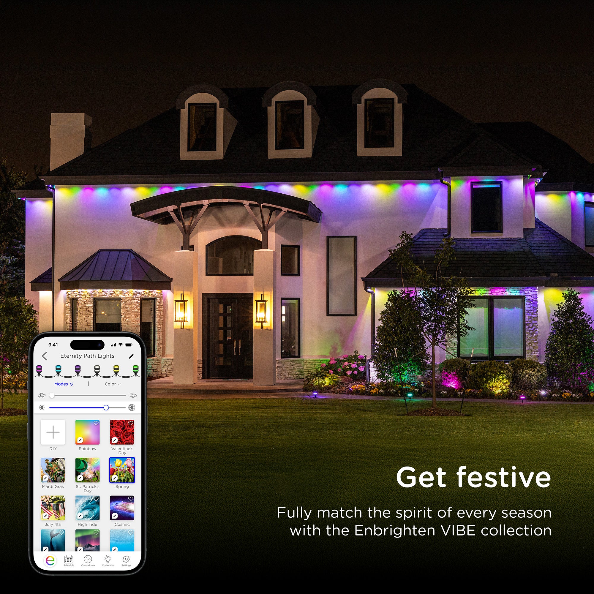 Enbrighten VIBE WiFi Color-Changing Eternity Landscape Path Lights, 4 Lights, 23ft.
