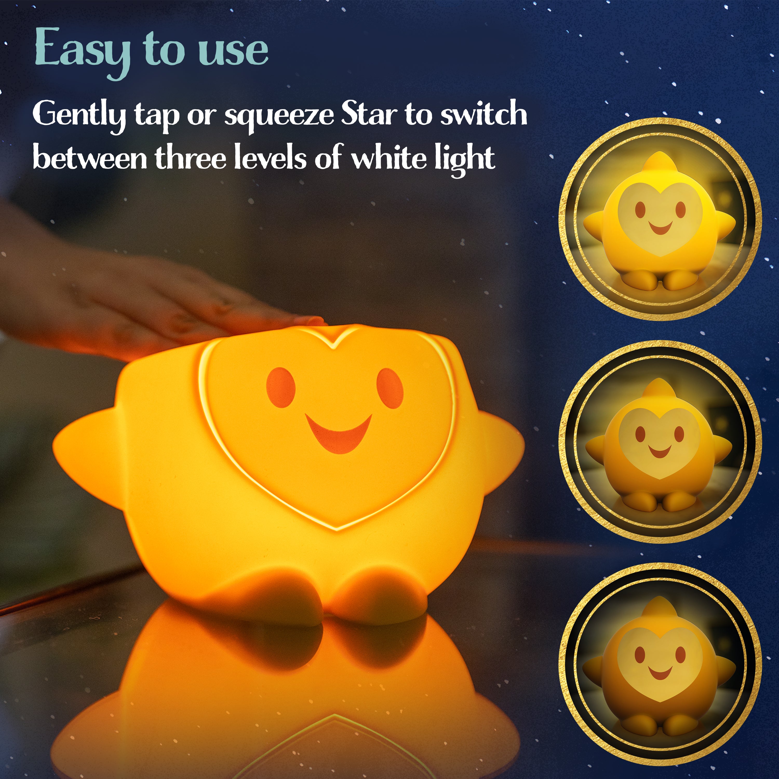 Disney WISH Star Squishy Dimmable Tabletop LED Night Light, Yellow